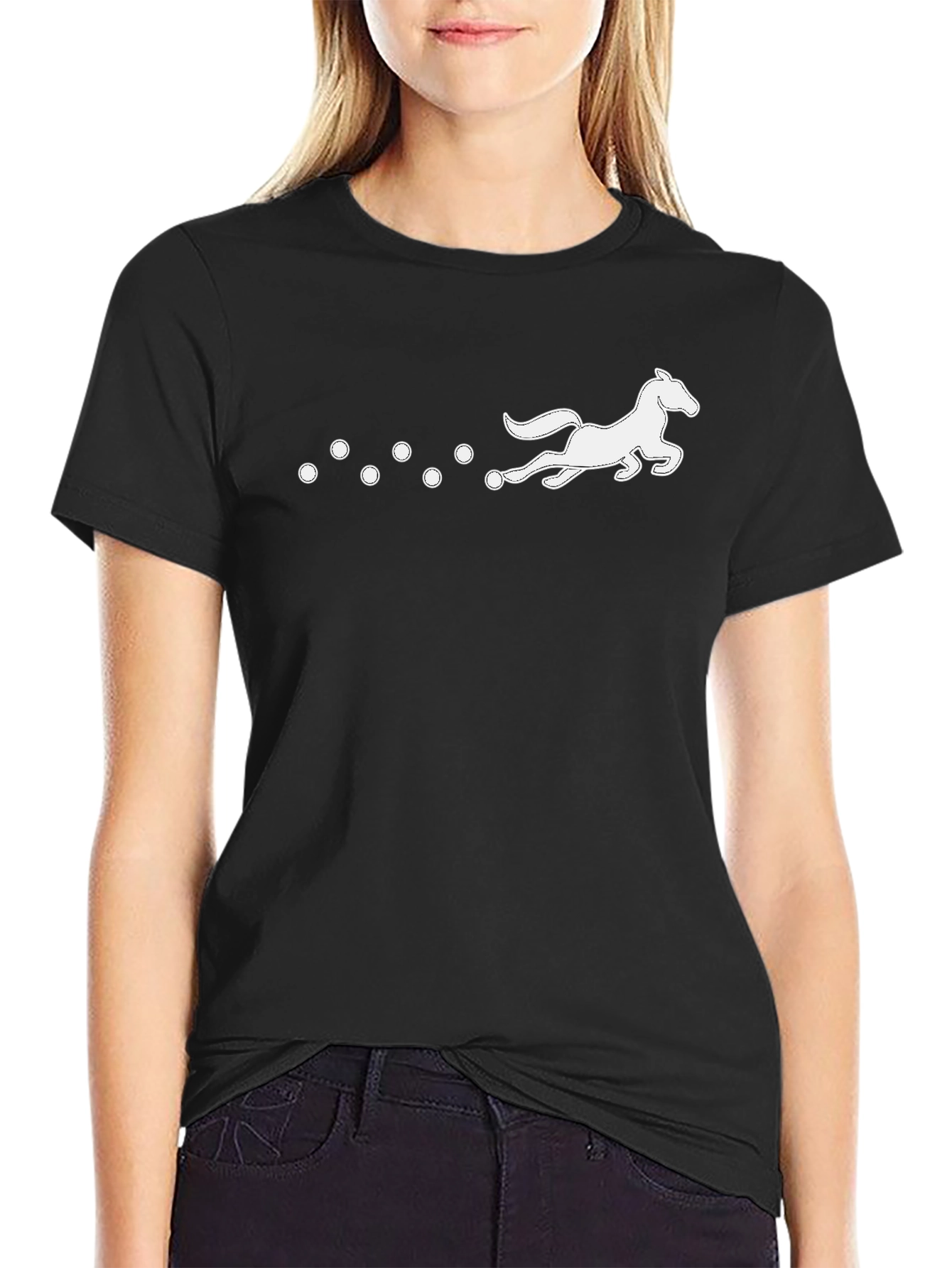 Horse and Spheres Graphic Black T-Shirt