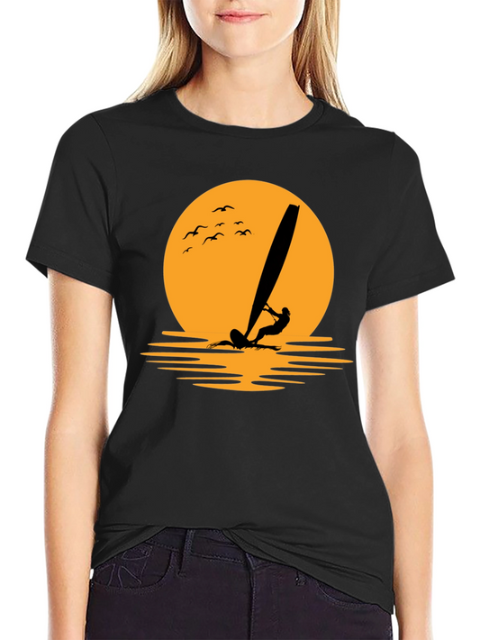 Sunset Windsurfer Graphic Tee - Black