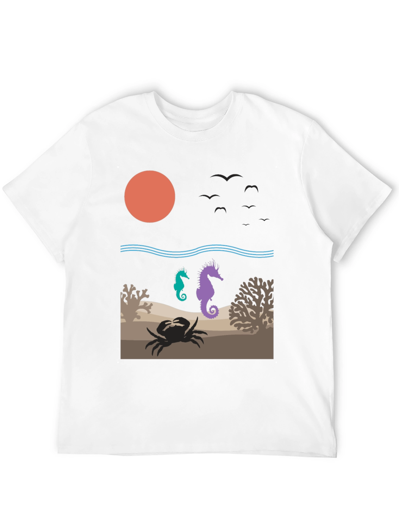 Ocean Scene Graphic Tee: Sea Life Design