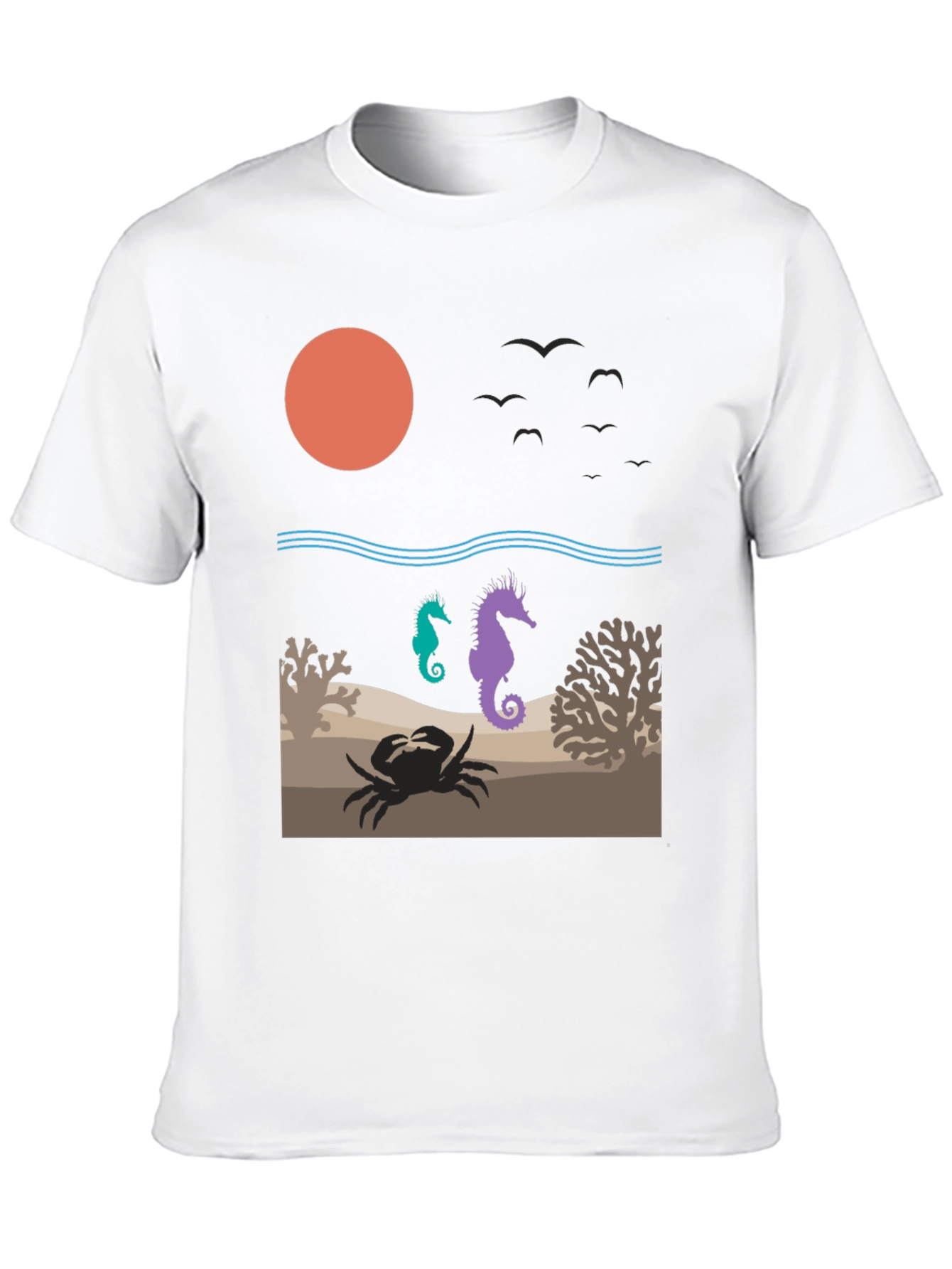 Ocean Scene Graphic Tee: Sea Life Design