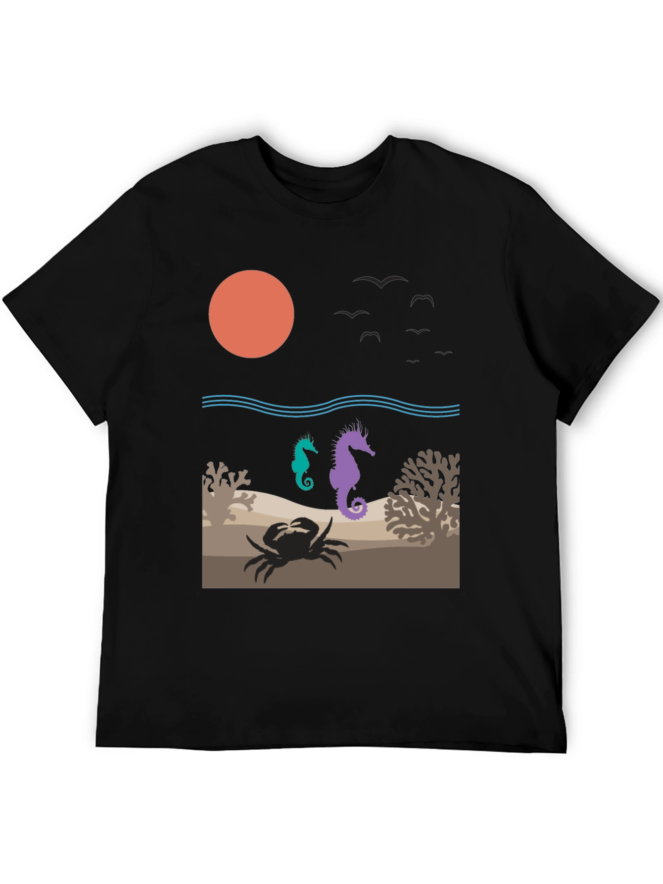 Ocean Scene Graphic Tee: Sea Life Design