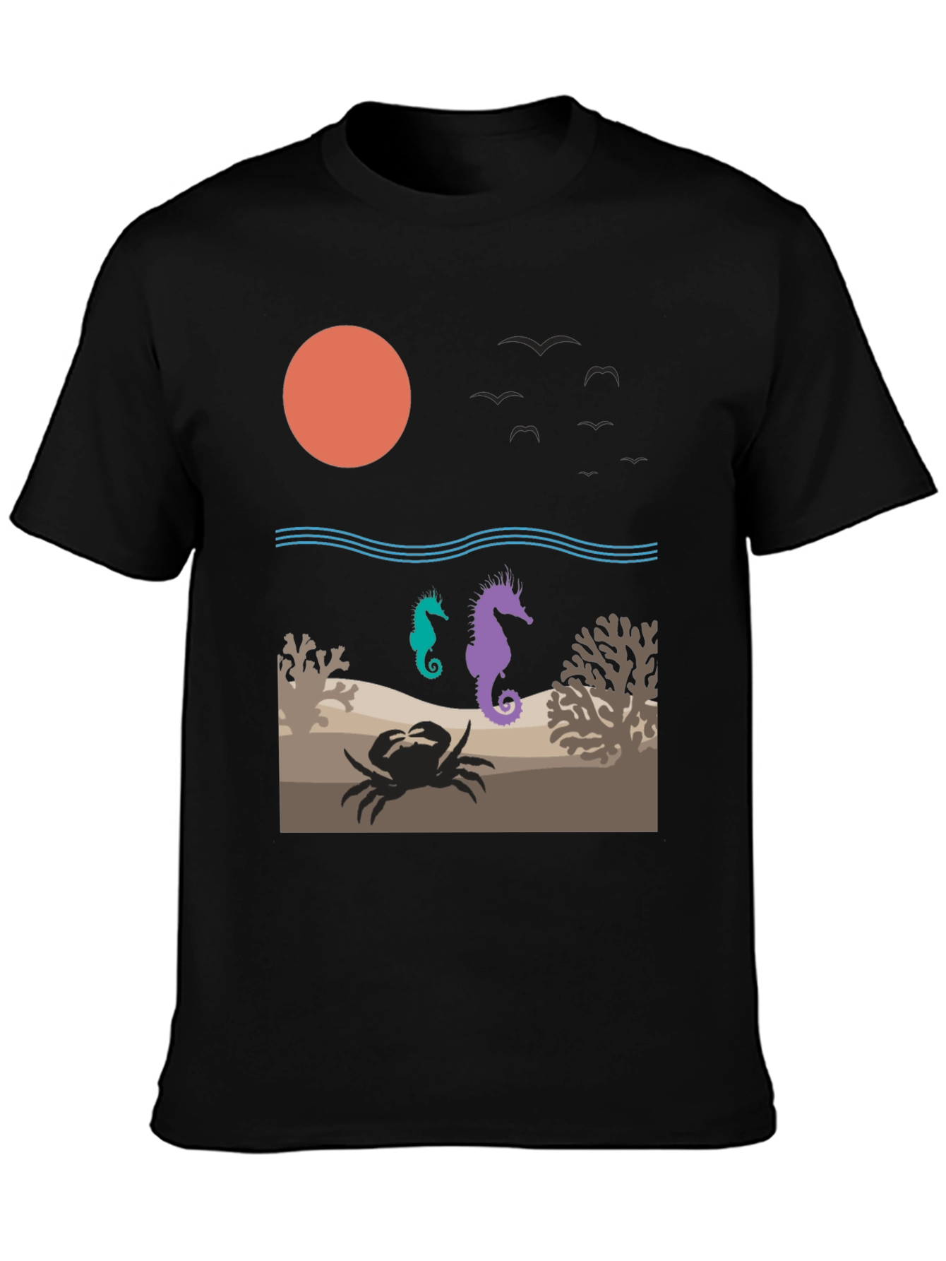 Ocean Scene Graphic Tee: Sea Life Design