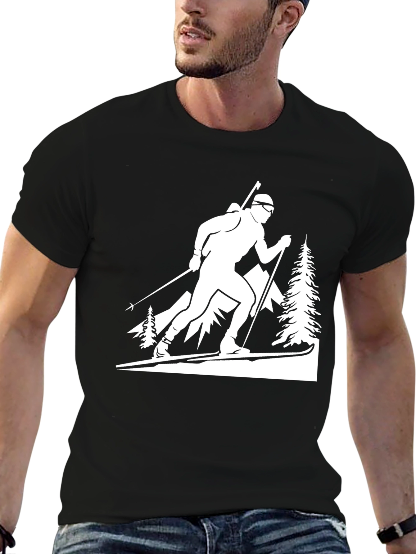 Biathlon Skier Graphic Tee - Black
