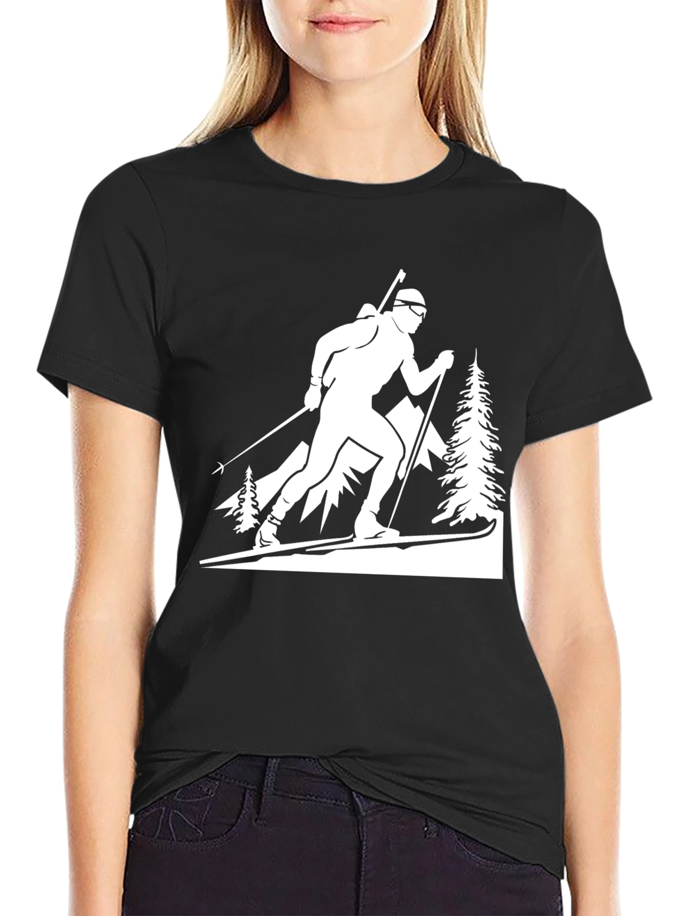 Biathlon Skier Graphic Tee - Black