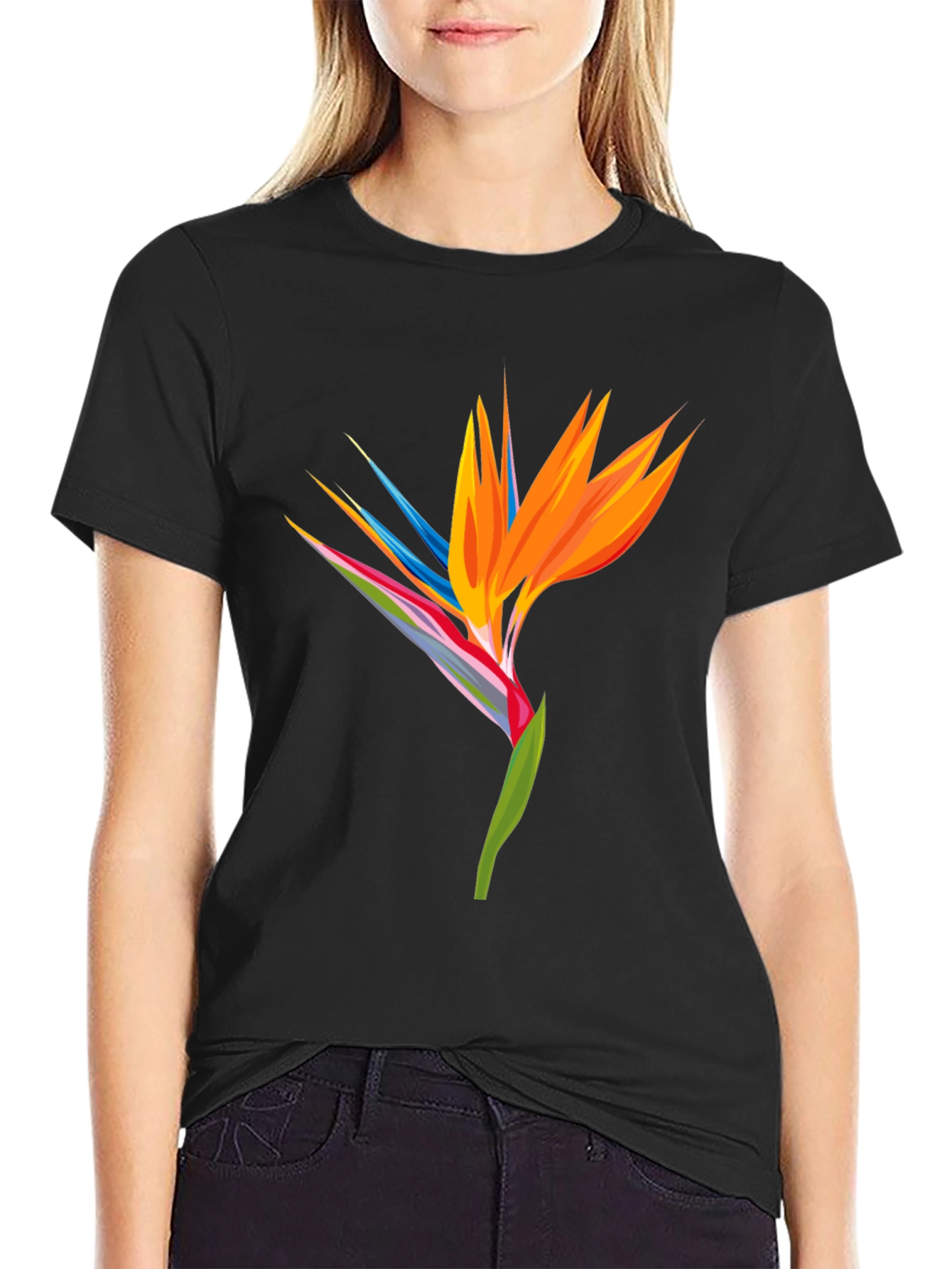 Bird of Paradise Graphic Tee - Black Casual Shirt