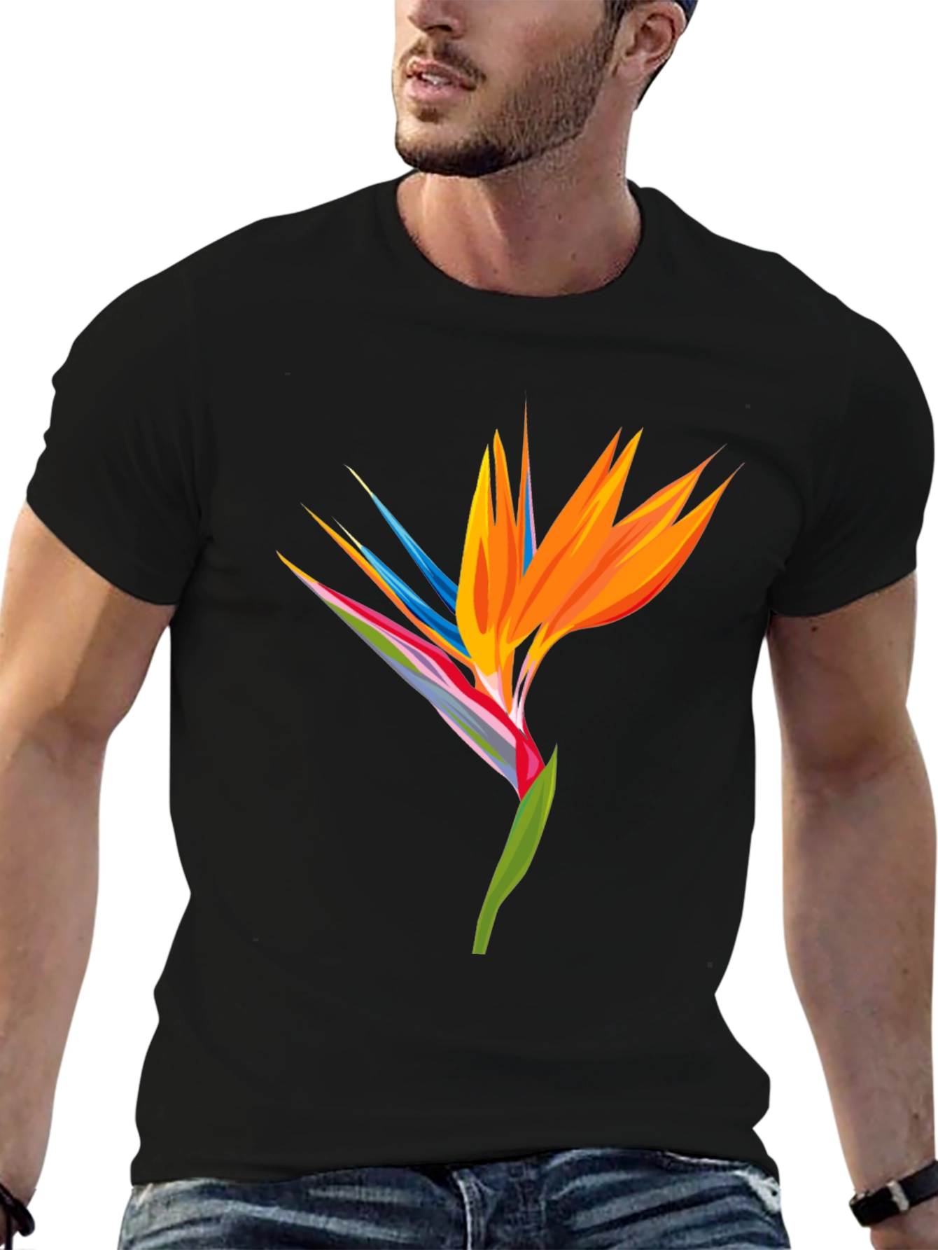 Bird of Paradise Graphic Tee - Black Casual Shirt