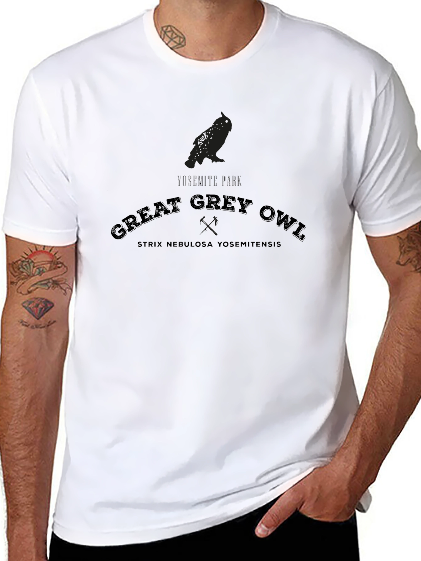 Great Grey Owl Yosemite Park Black T-Shirt