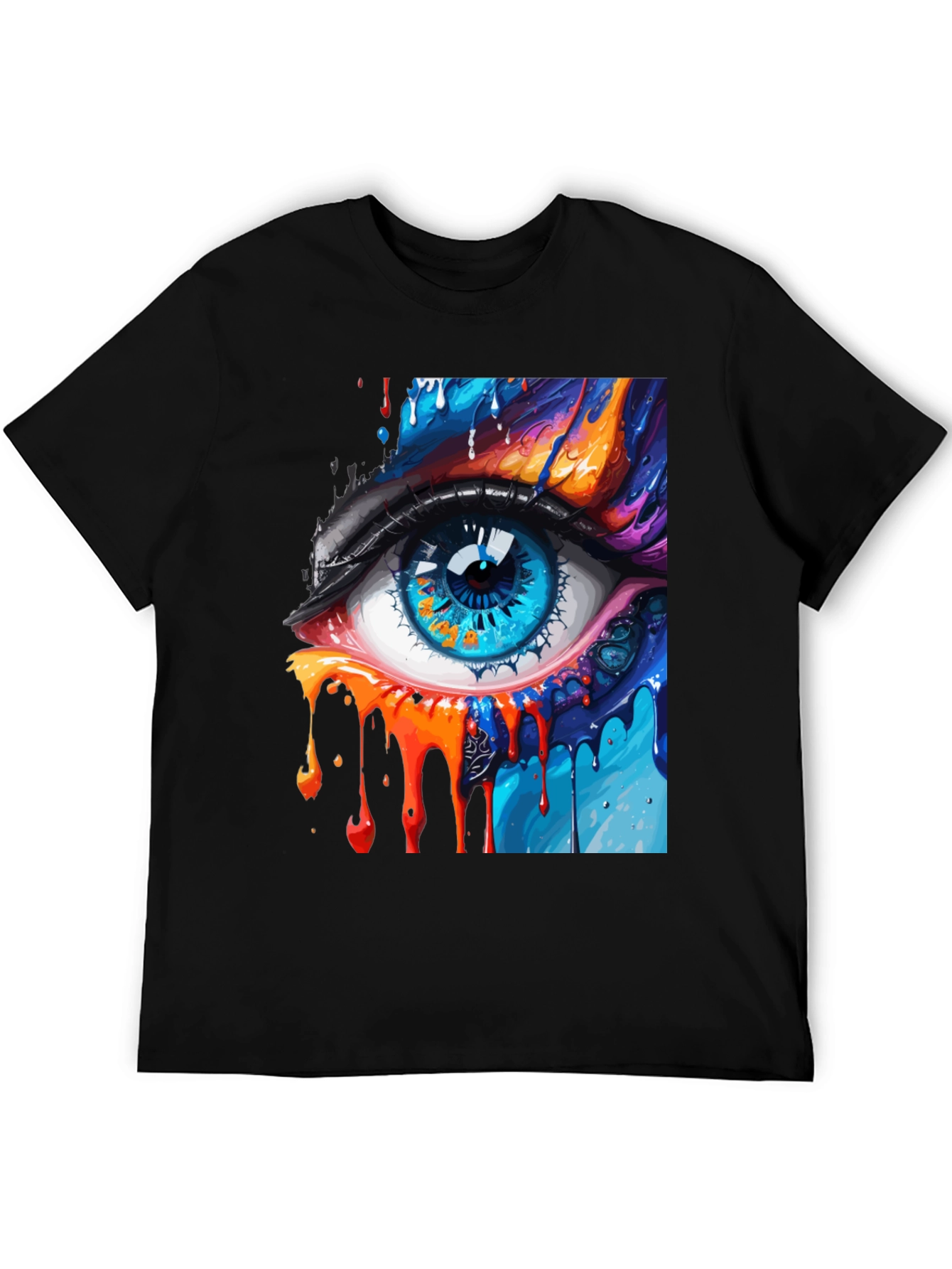 Abstract Eye Graphic Print Black T-Shirt
