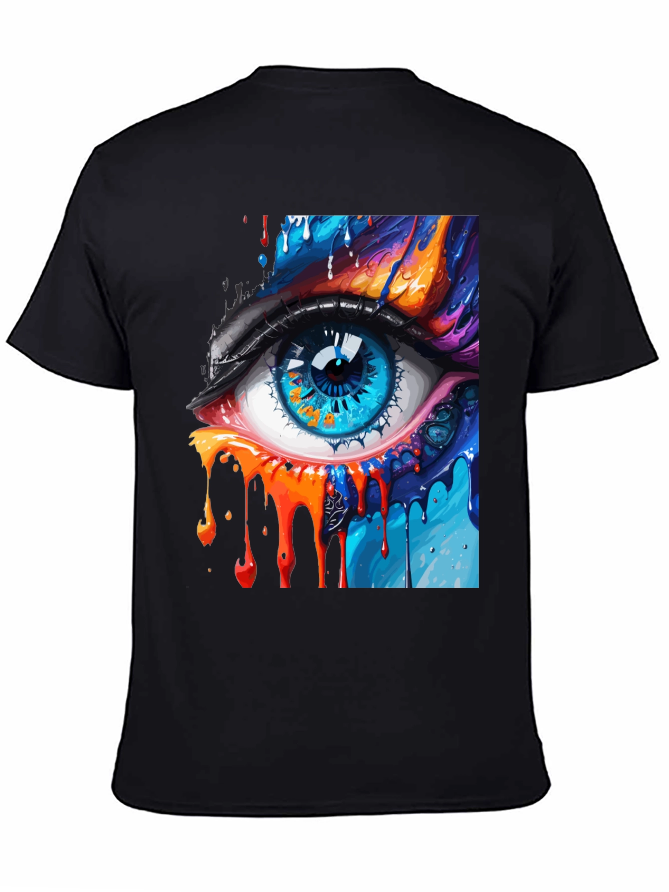 Abstract Eye Graphic Print Black T-Shirt
