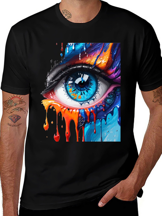 Abstract Eye Graphic Print Black T-Shirt