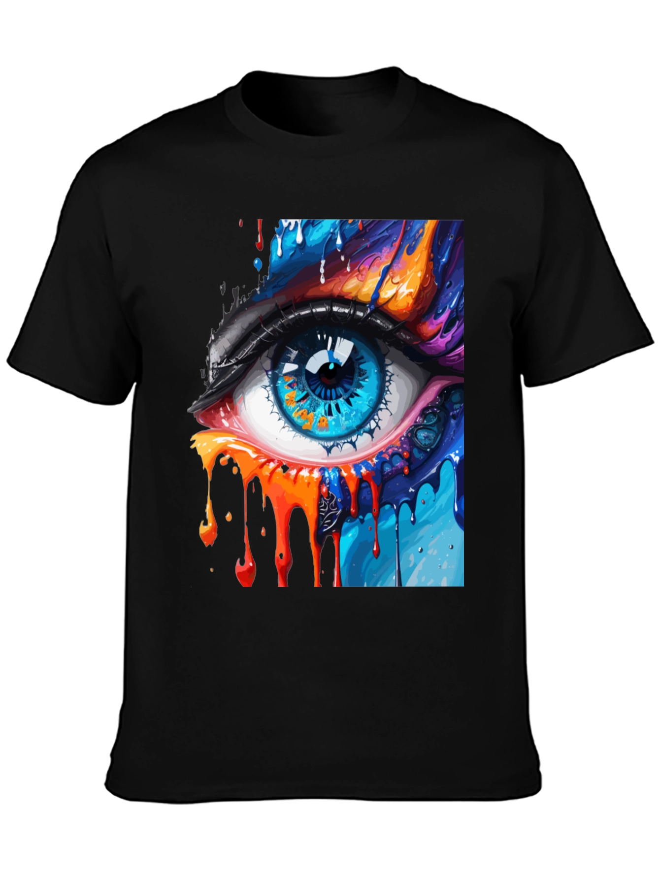 Abstract Eye Graphic Print Black T-Shirt