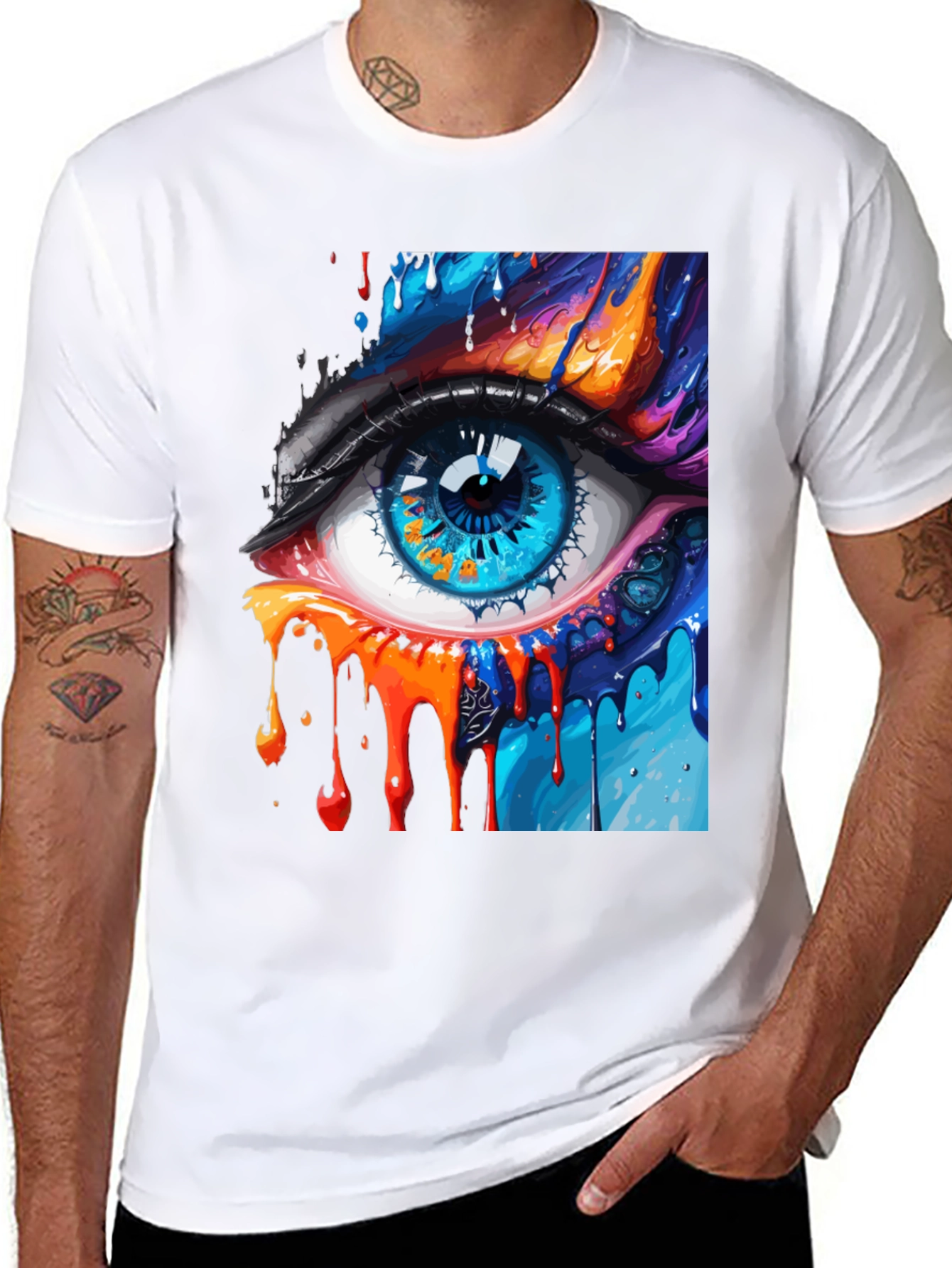 Abstract Eye Graphic Print Black T-Shirt