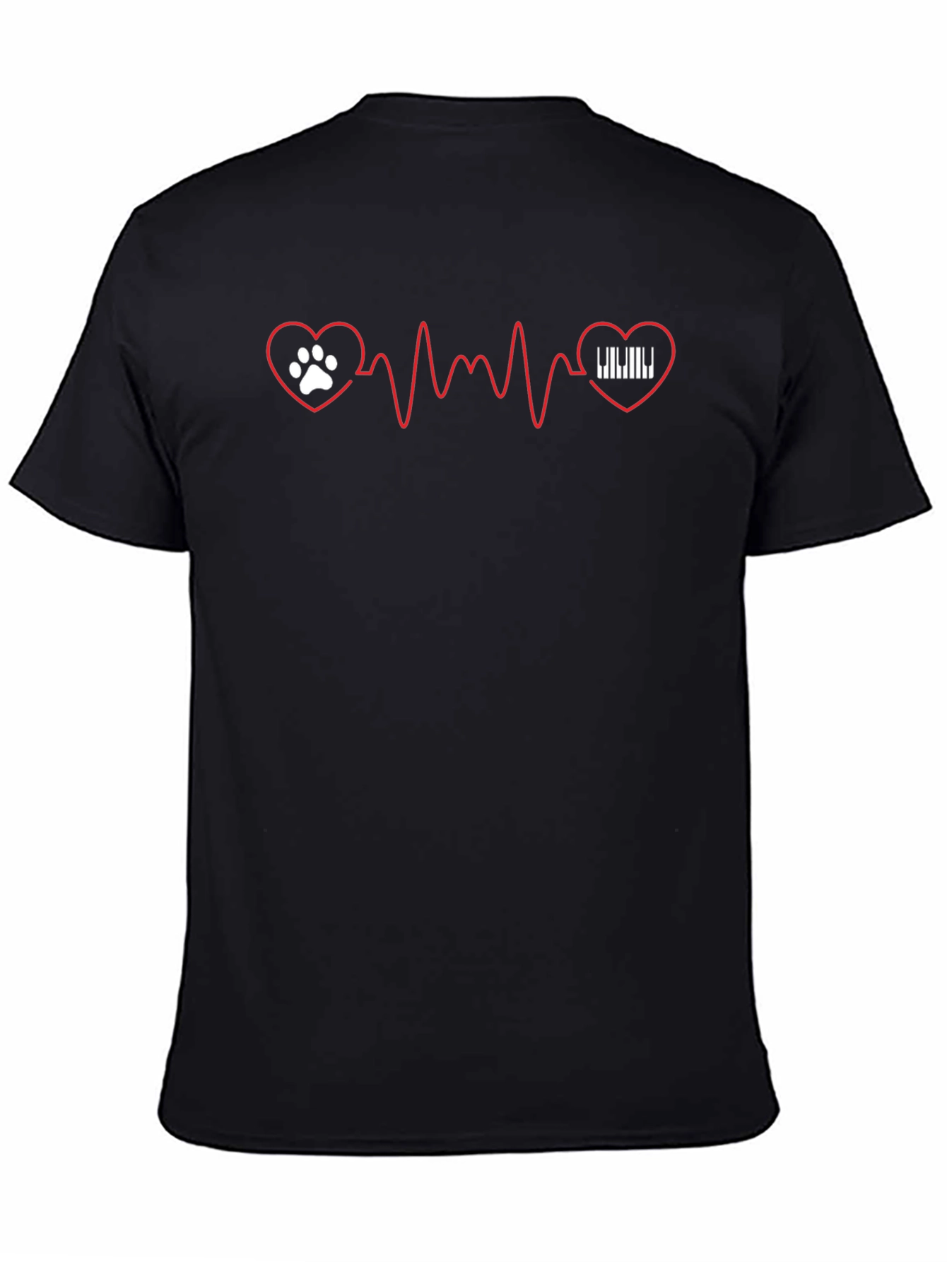 Paw & Piano Heartbeat T-Shirt - Black