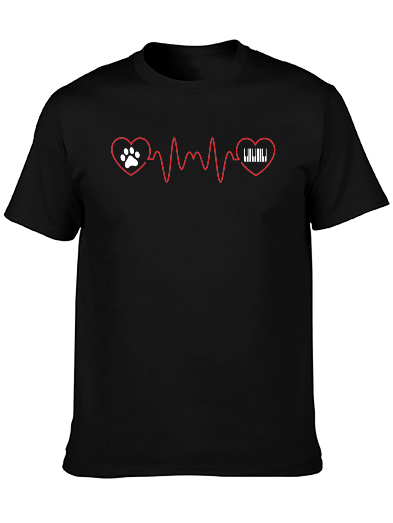 Paw & Piano Heartbeat T-Shirt - Black