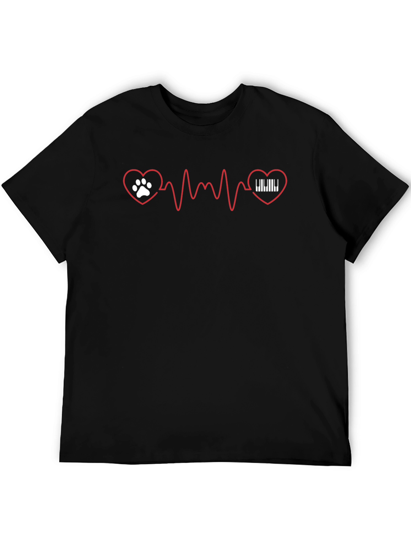 Paw & Piano Heartbeat T-Shirt - Black