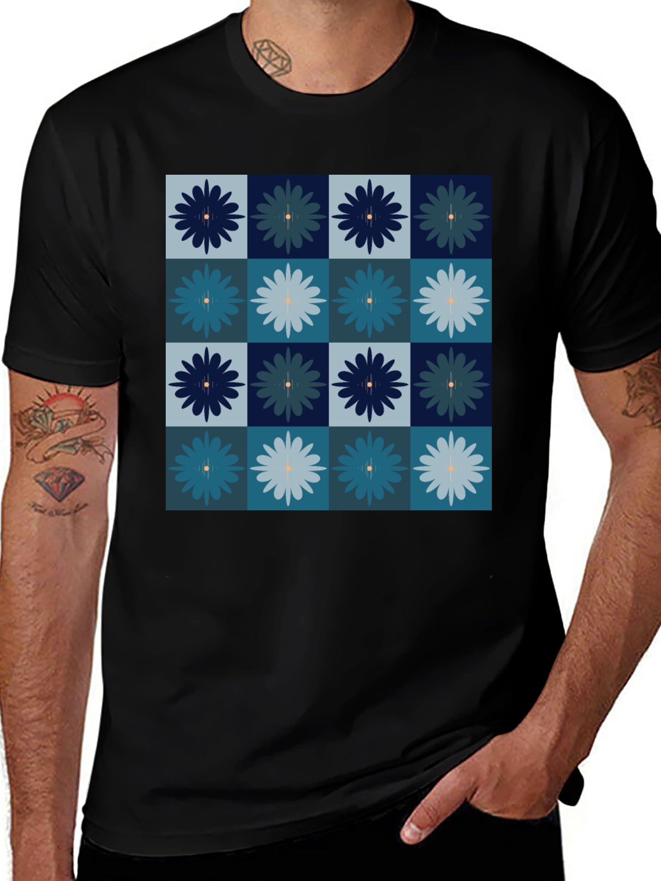 Floral Checkered T-Shirt - Modern Style