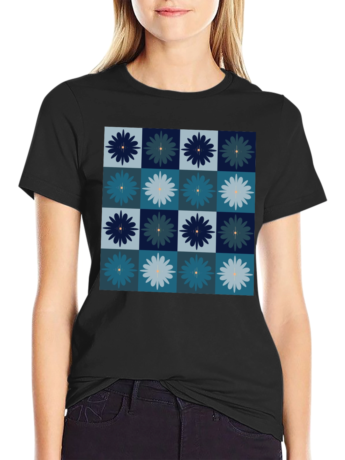 Floral Checkered T-Shirt - Modern Style