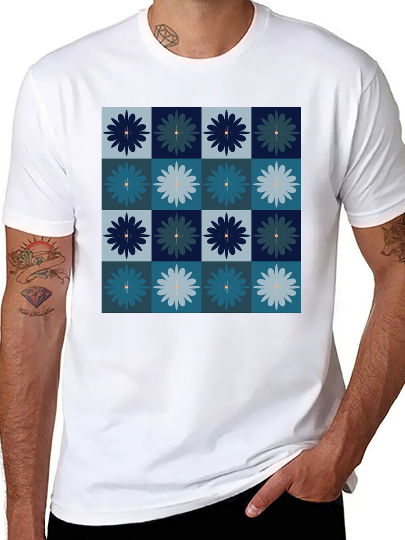 Floral Checkered T-Shirt - Modern Style
