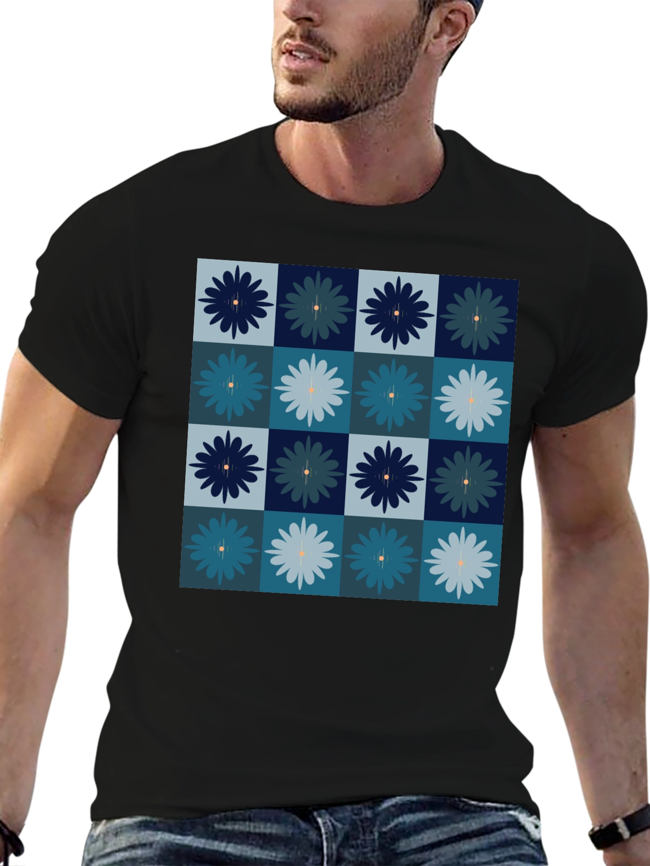 Floral Checkered T-Shirt - Modern Style