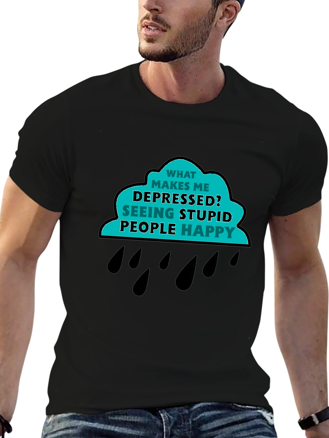 Depressed Seeing Stupid People T-Shirt - Funny Sarcastic Tee