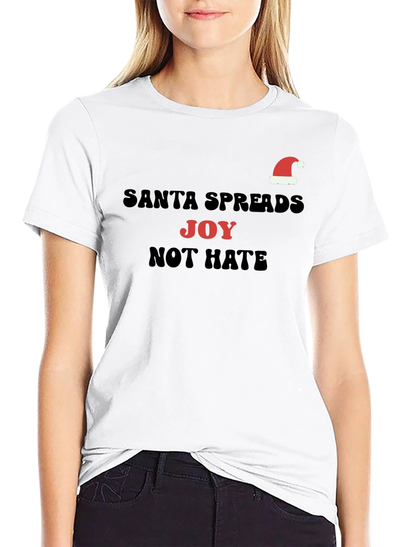 Santa Spreads Joy Graphic T-Shirt - Holiday Cheer