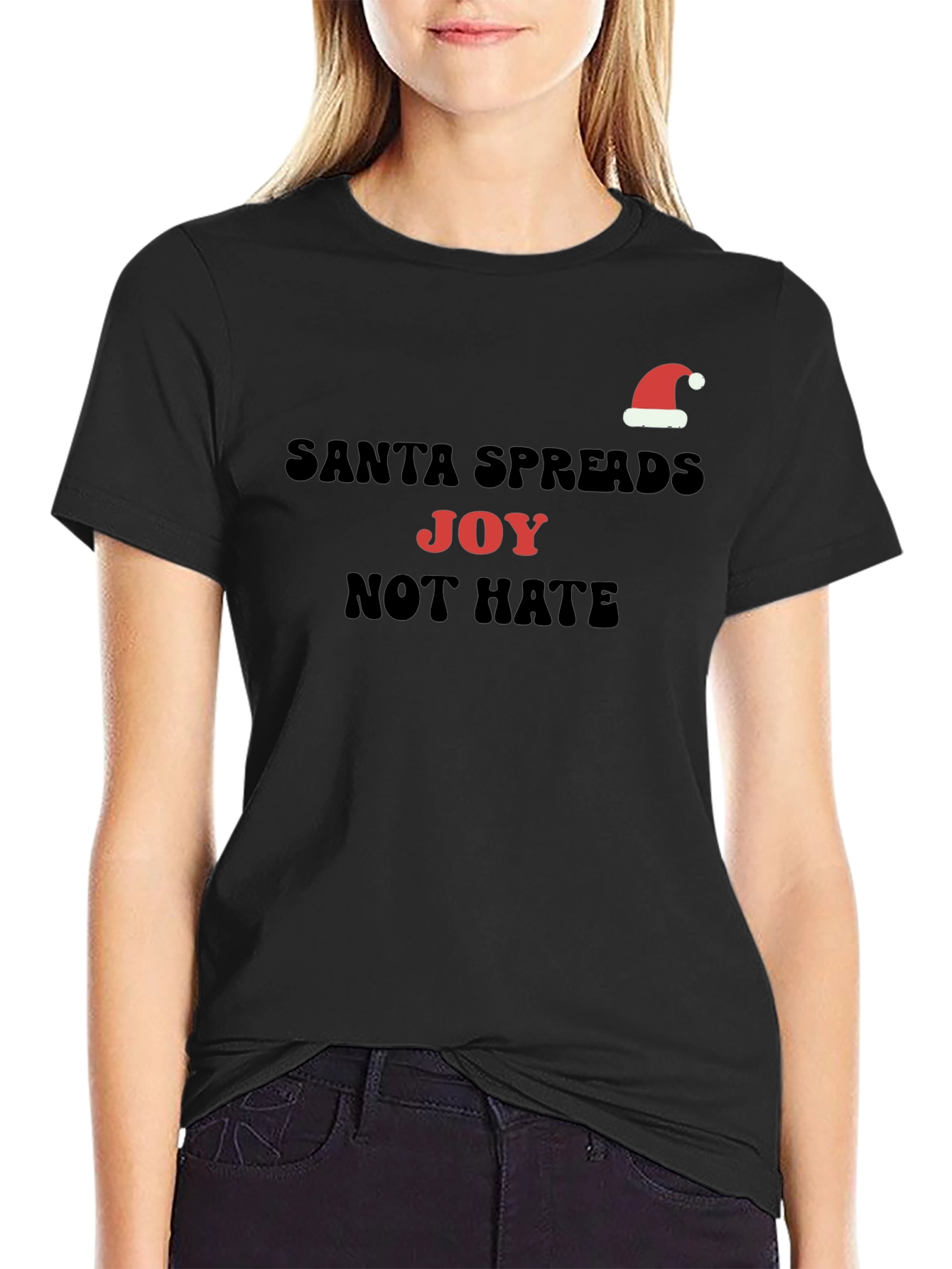 Santa Spreads Joy Graphic T-Shirt - Holiday Cheer