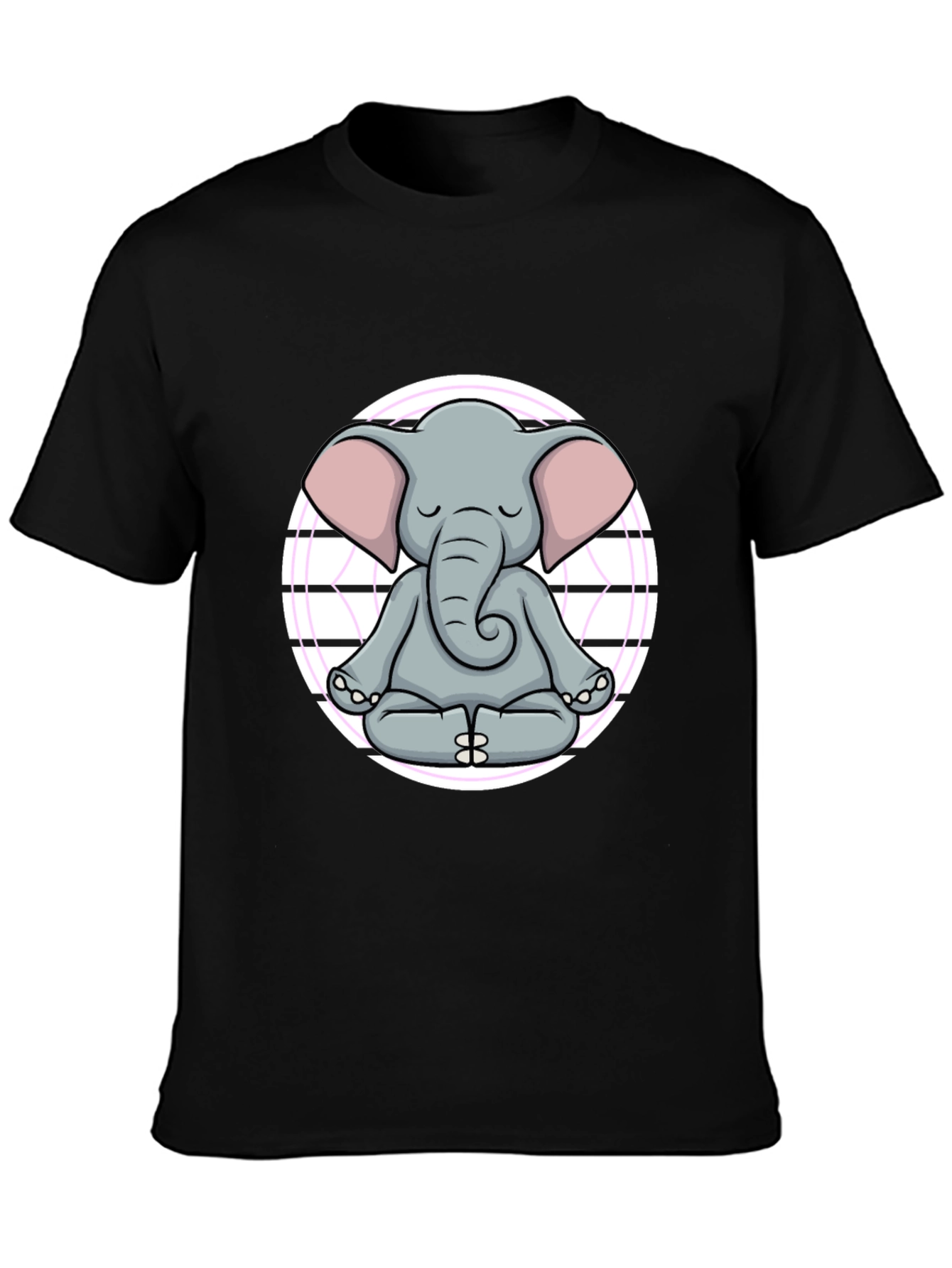 Zen Elephant T-Shirt - Meditating Cartoon Graphic Tee