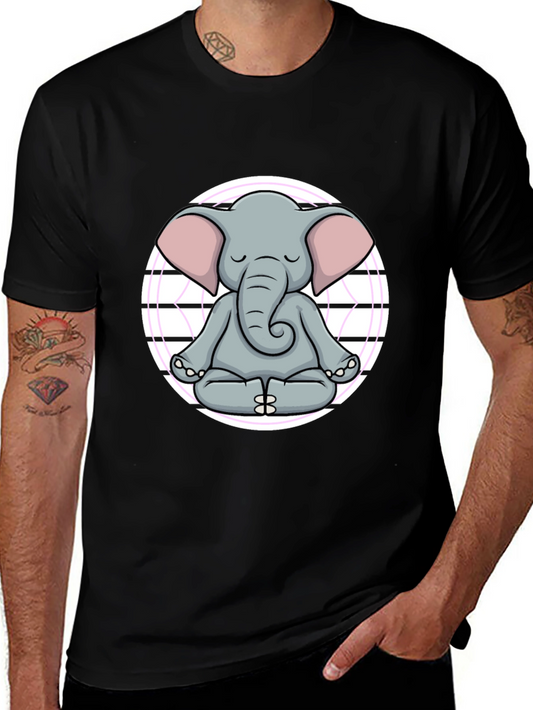 Zen Elephant T-Shirt - Meditating Cartoon Graphic Tee