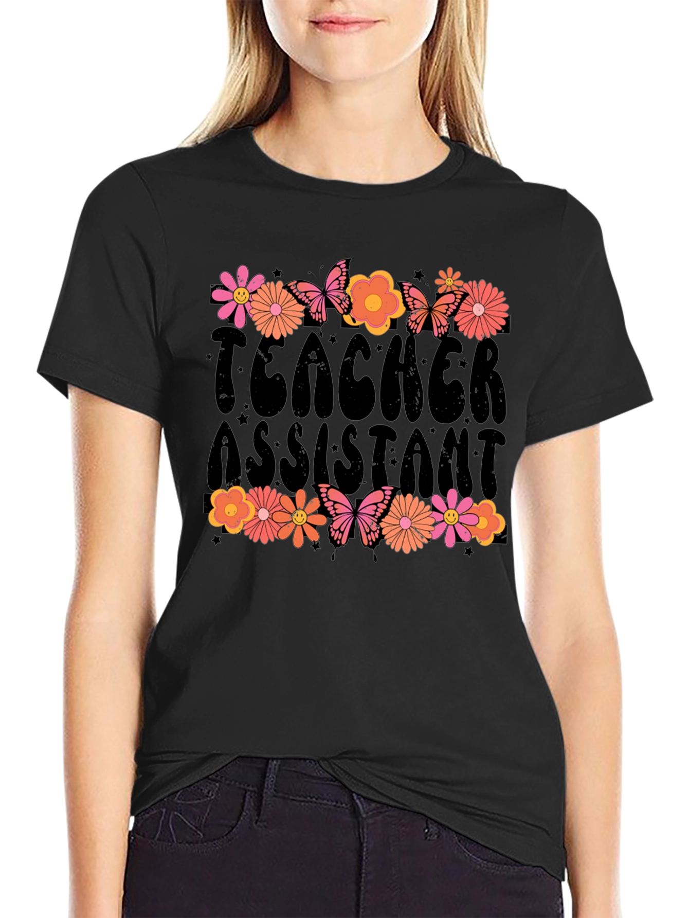 Teacher Assistant Floral Graphic T-Shirt