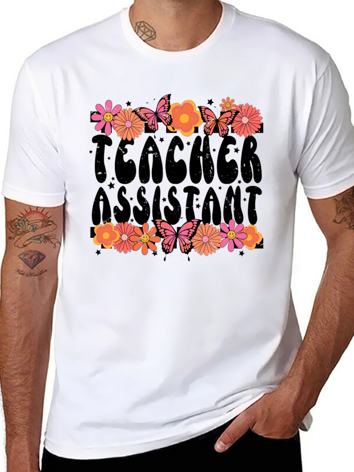 Teacher Assistant Floral Graphic T-Shirt