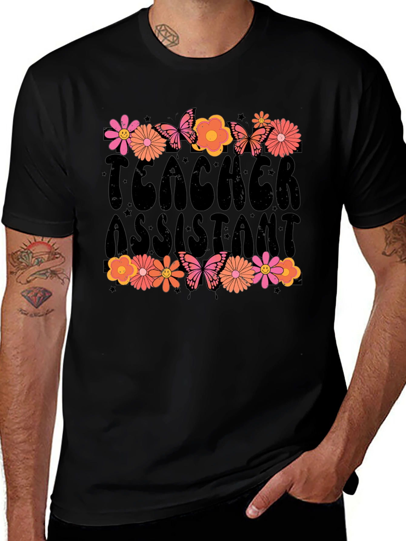 Teacher Assistant Floral Graphic T-Shirt