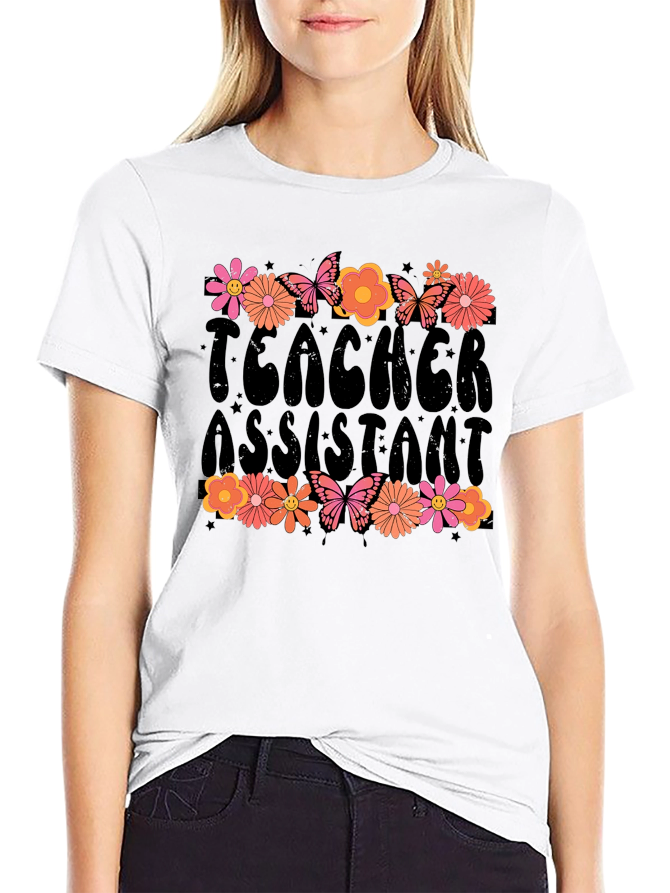 Teacher Assistant Floral Graphic T-Shirt