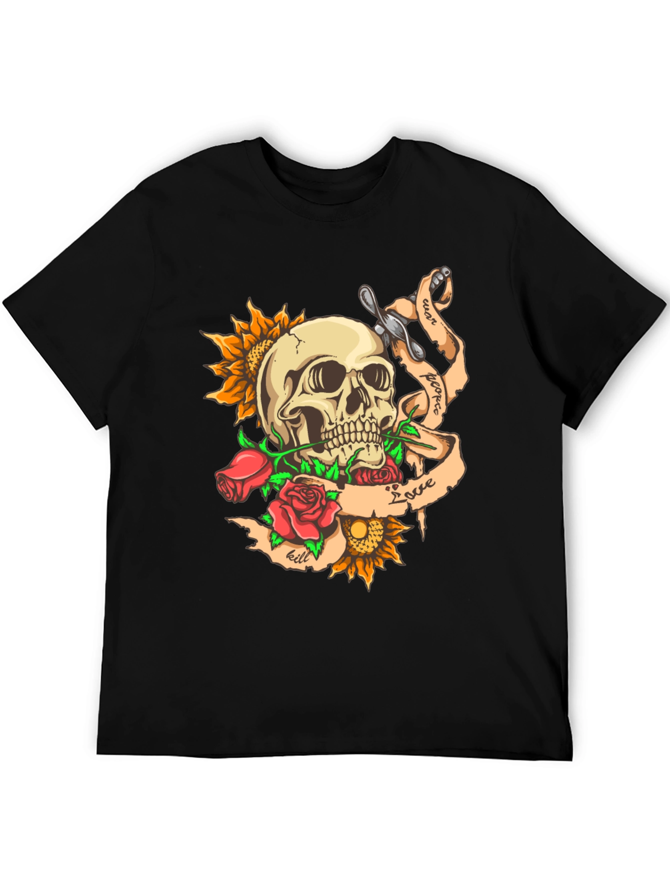 Skull & Roses Graphic Tee - Edgy Style