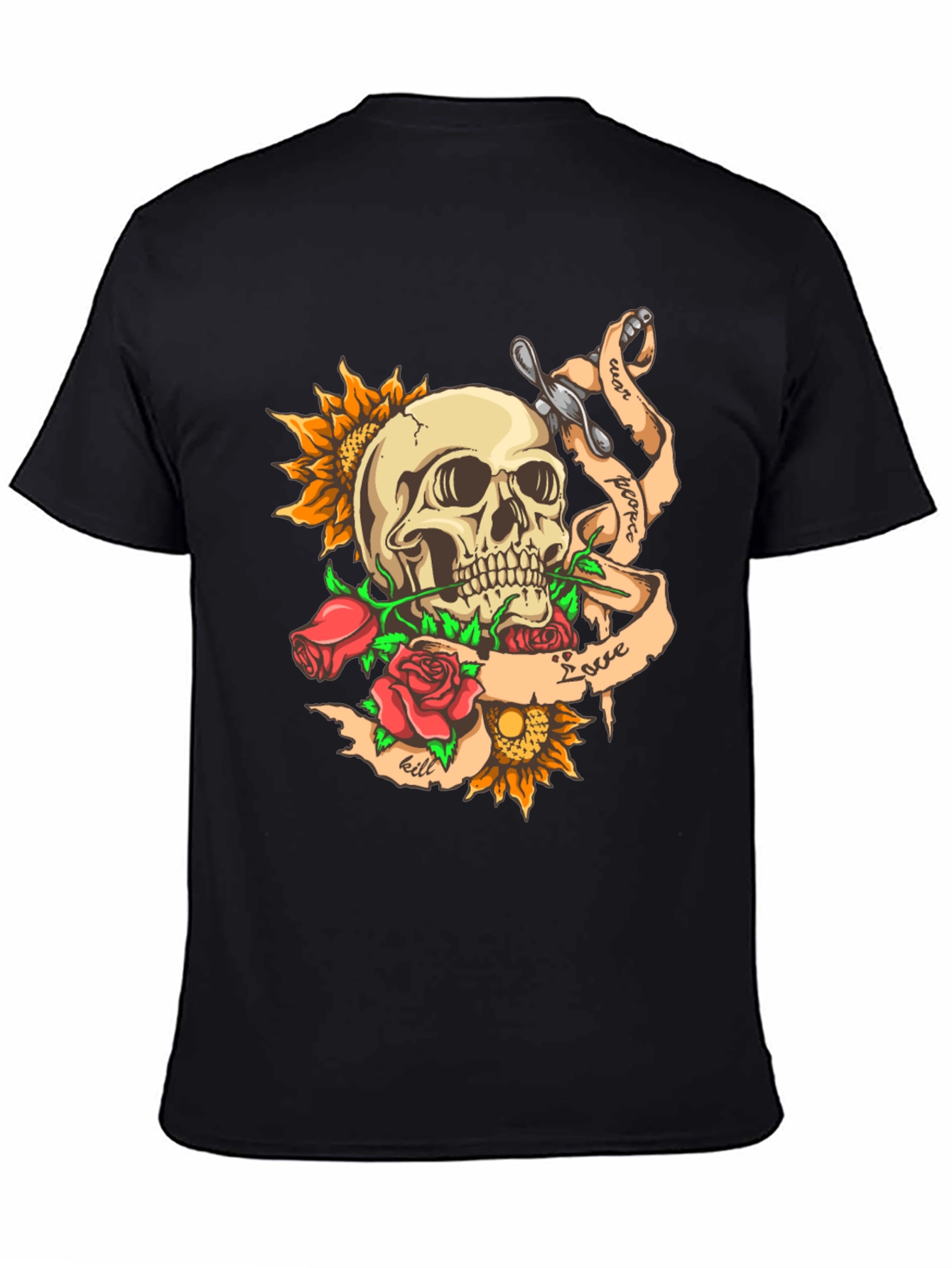 Skull & Roses Graphic Tee - Edgy Style