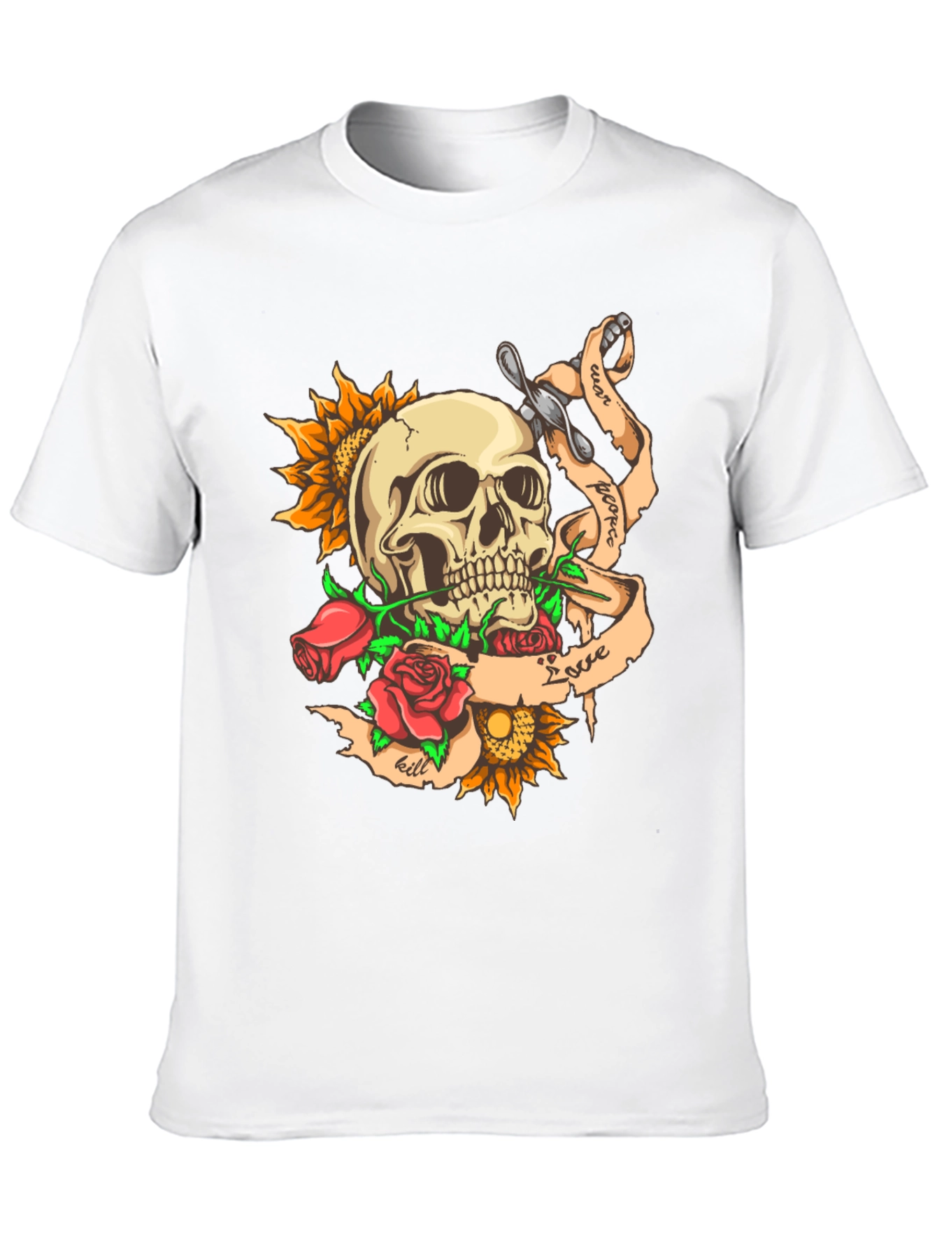 Skull & Roses Graphic Tee - Edgy Style
