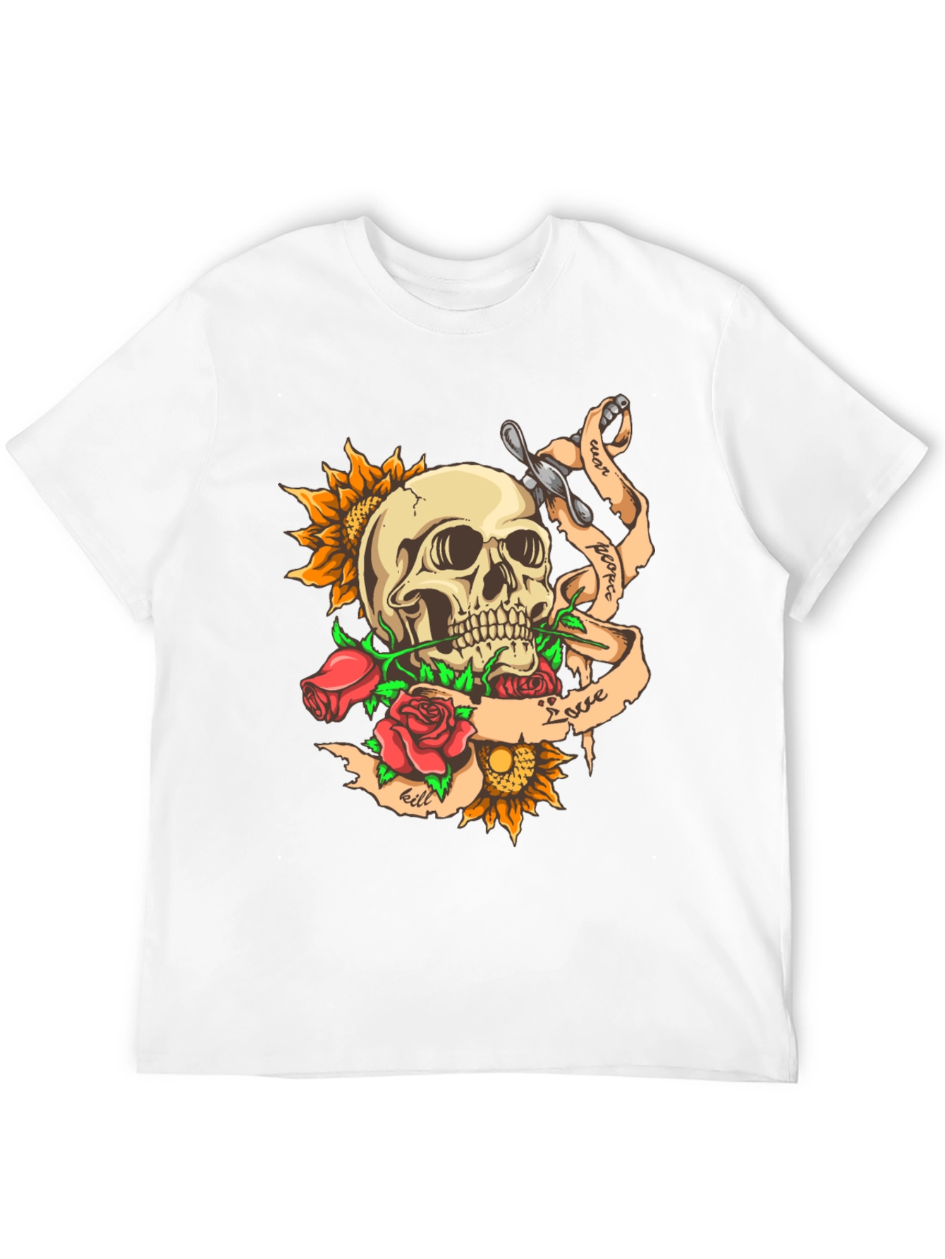 Skull & Roses Graphic Tee - Edgy Style