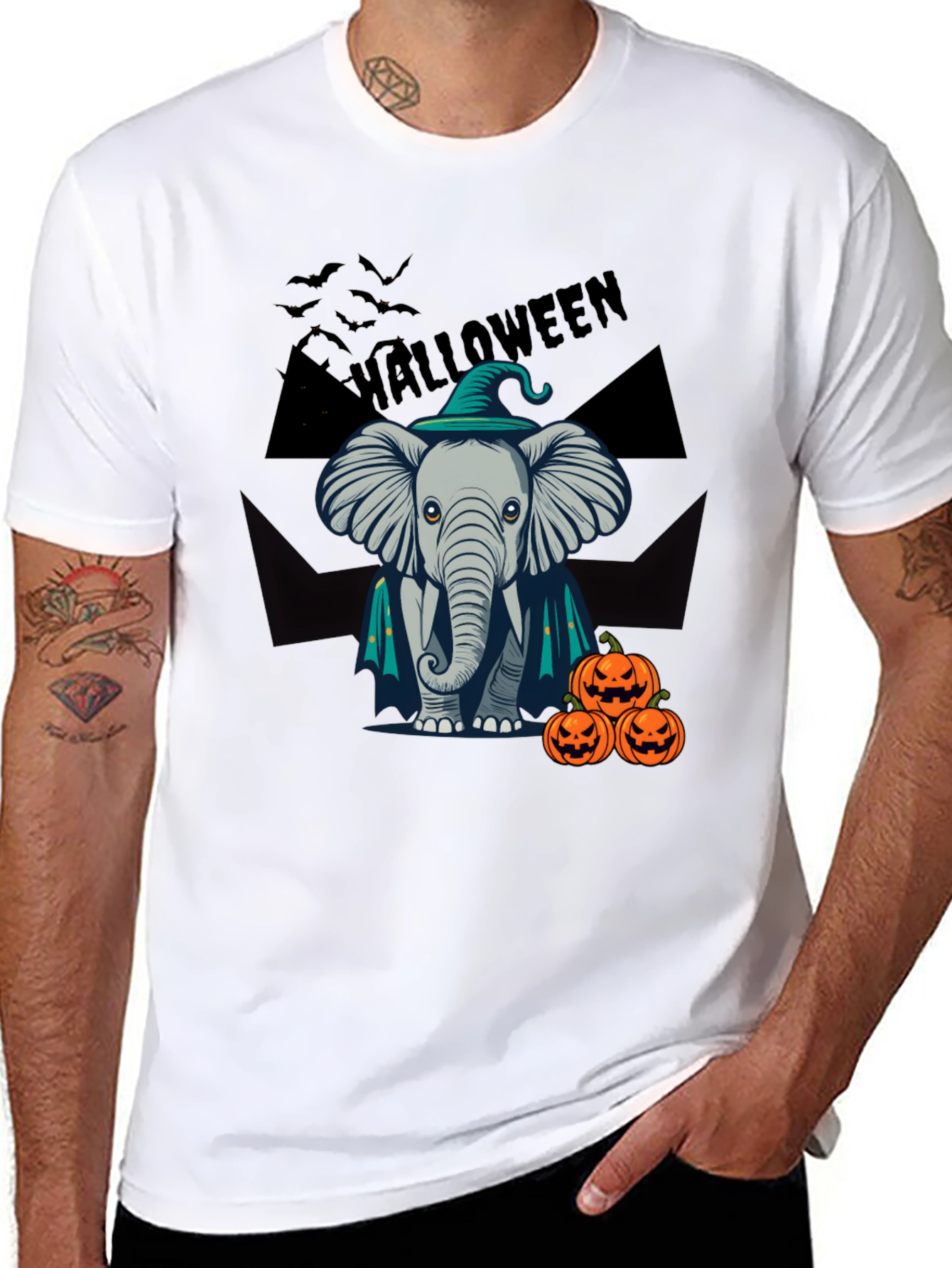 Halloween Elephant Witch T-Shirt