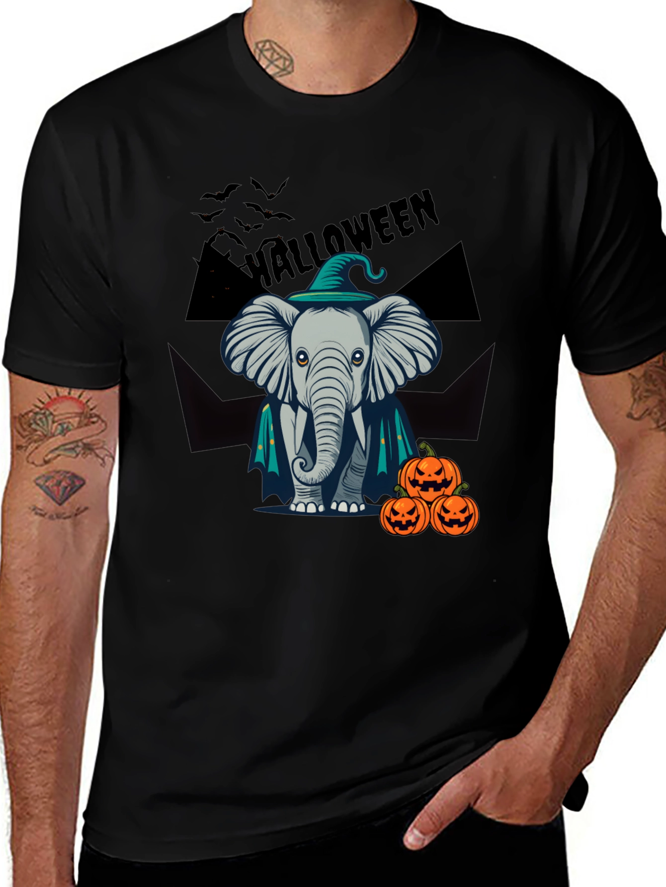 Halloween Elephant Witch T-Shirt
