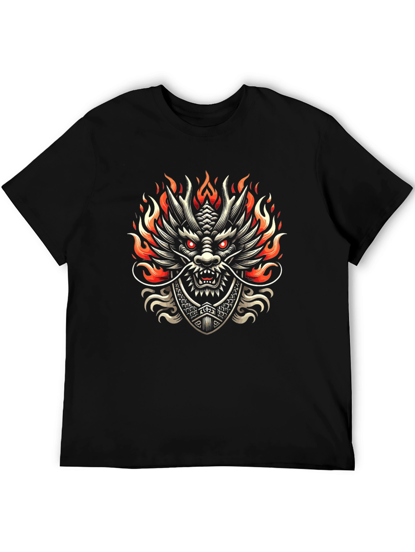 Dragon Graphic Print Black Tee