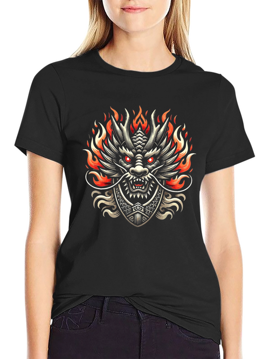 Dragon Graphic Print Black Tee