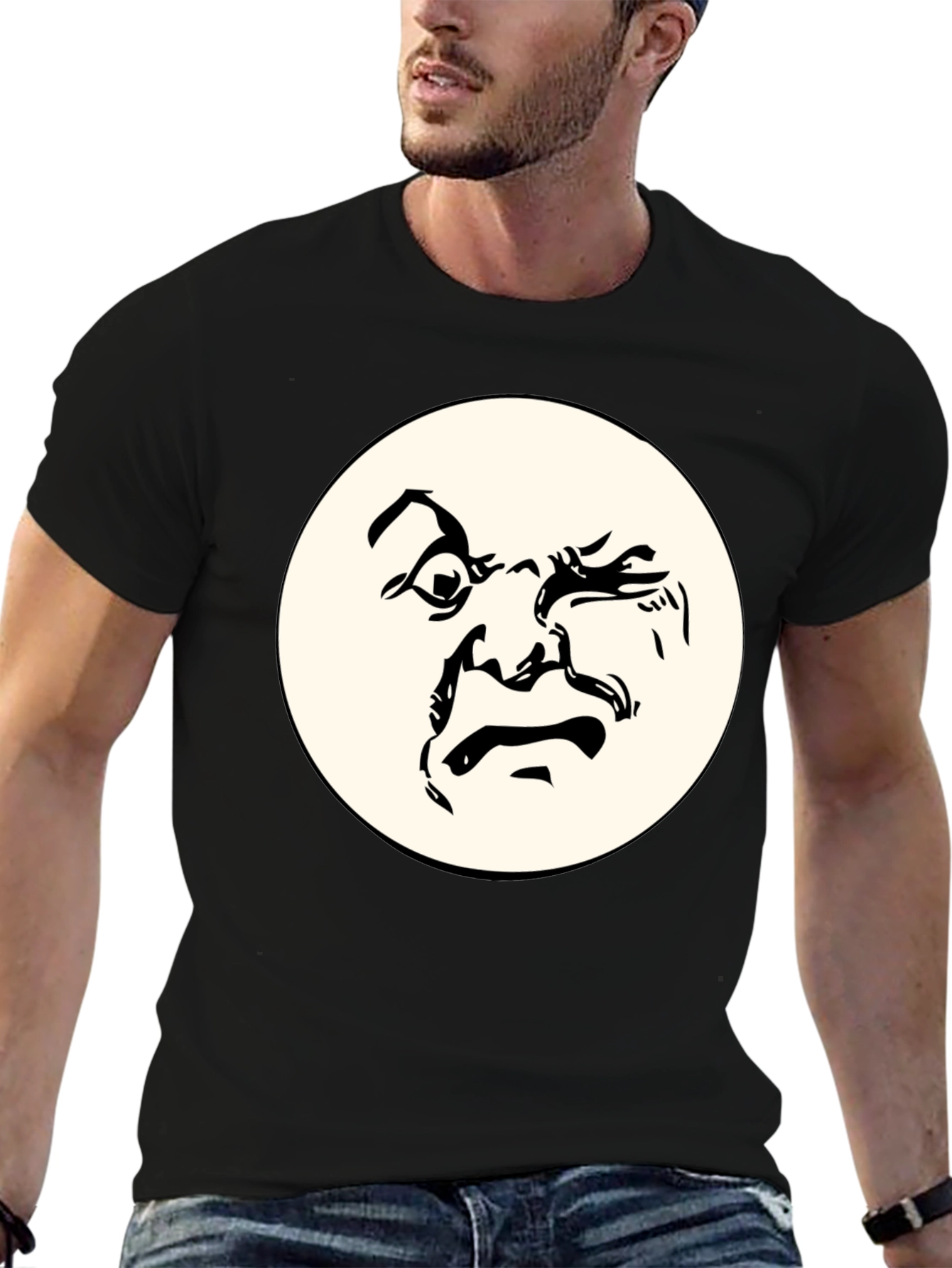 Abstract Face Graphic Black T-Shirt - Unique Design