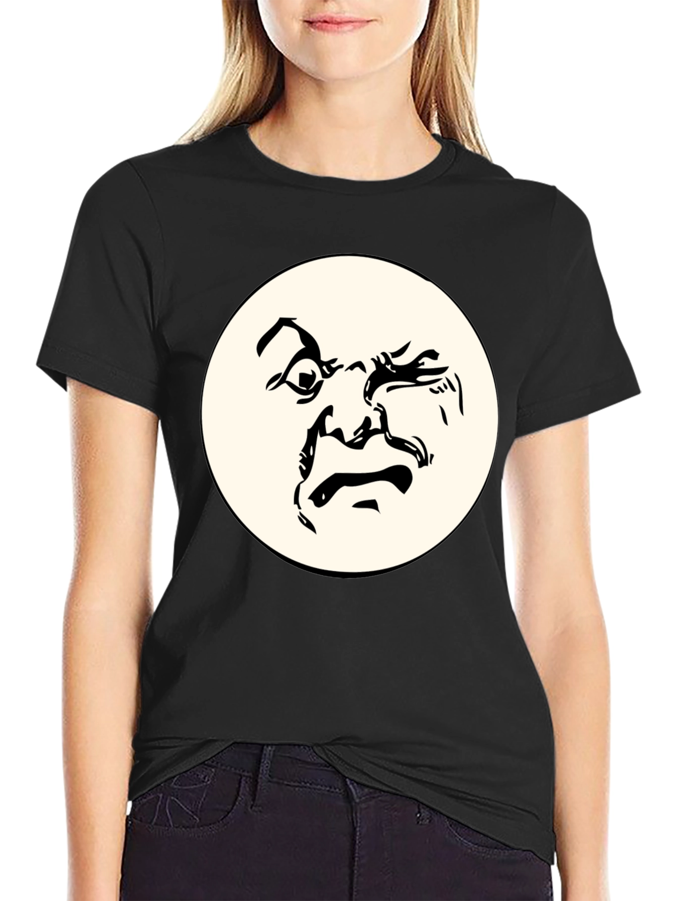 Abstract Face Graphic Black T-Shirt - Unique Design