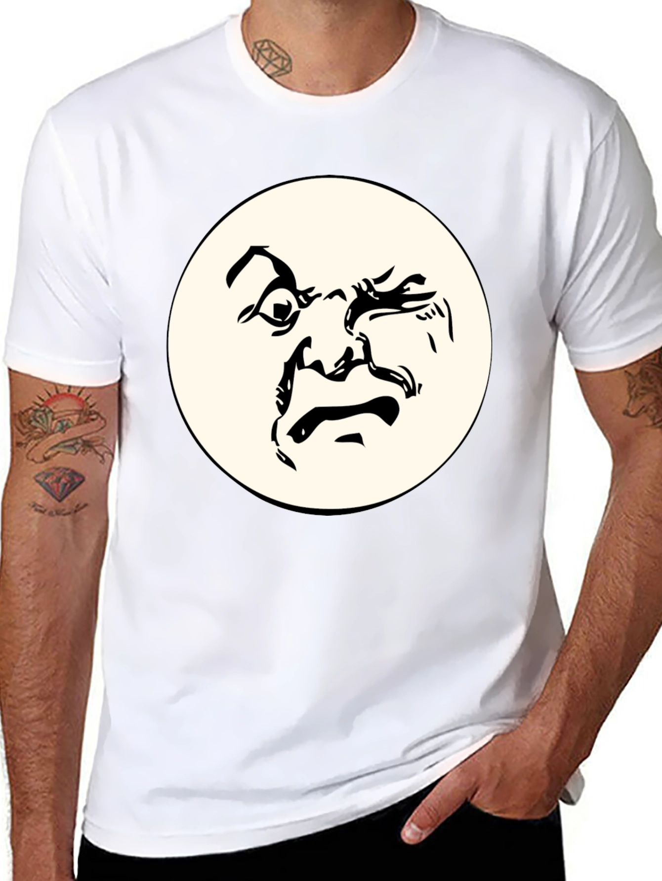 Abstract Face Graphic Black T-Shirt - Unique Design