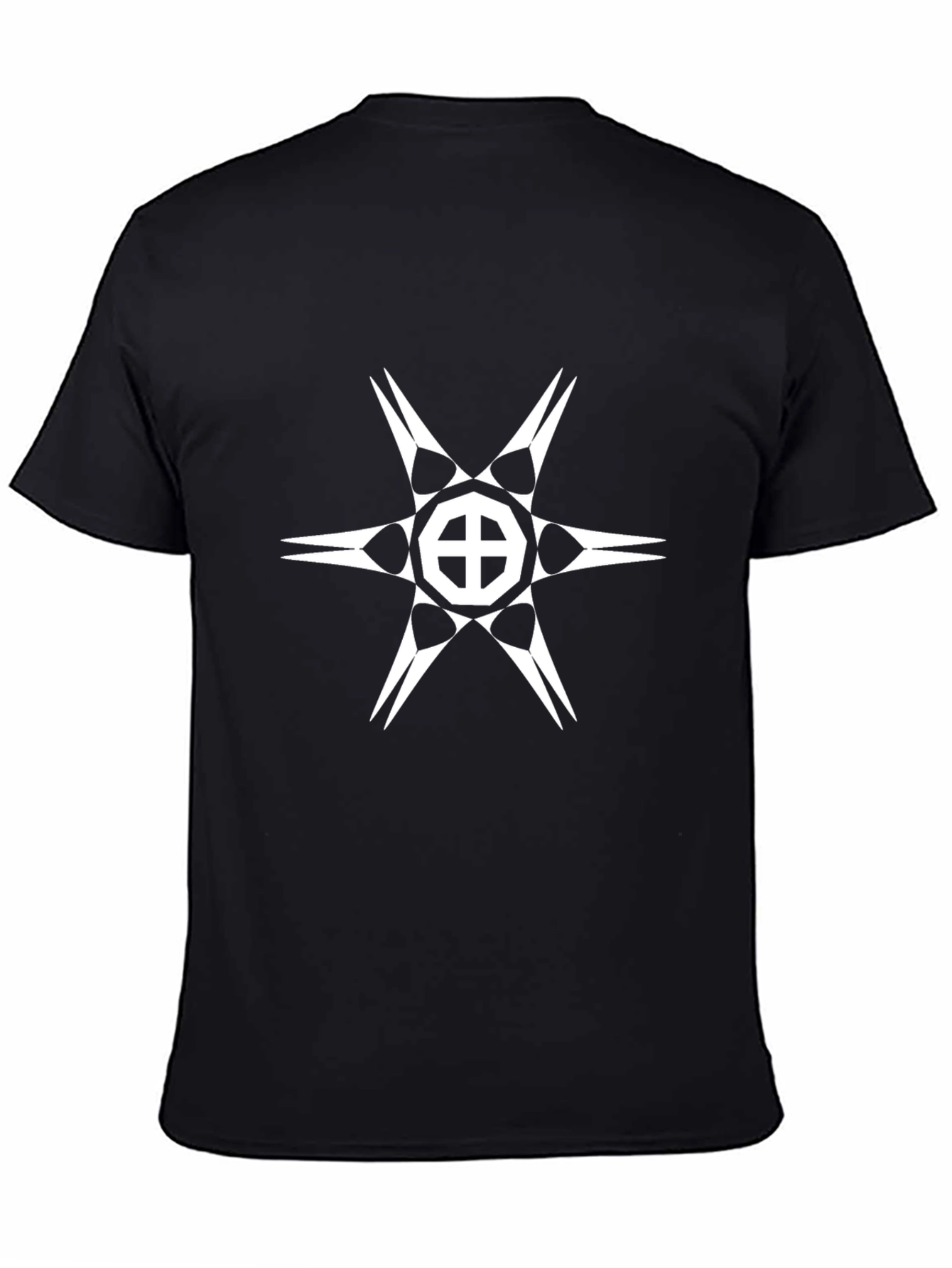 Geometric Graphic Tee - Black Cotton Casual