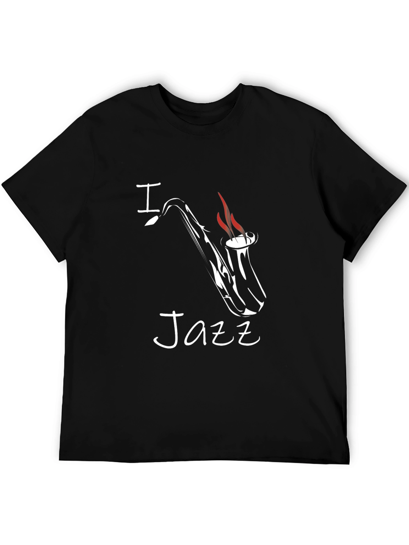 I Saxophone Jazz Graphic Tee - Black Cotton T-Shirt