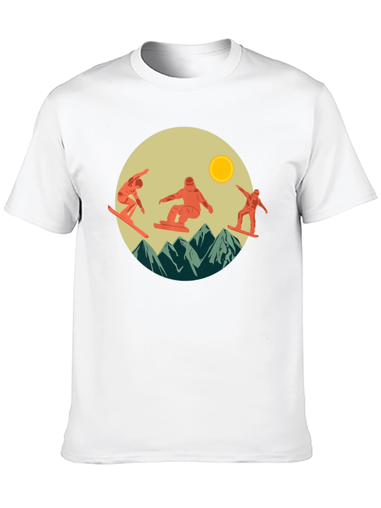 Snowboarder Mountain Scene Graphic Tee - Black