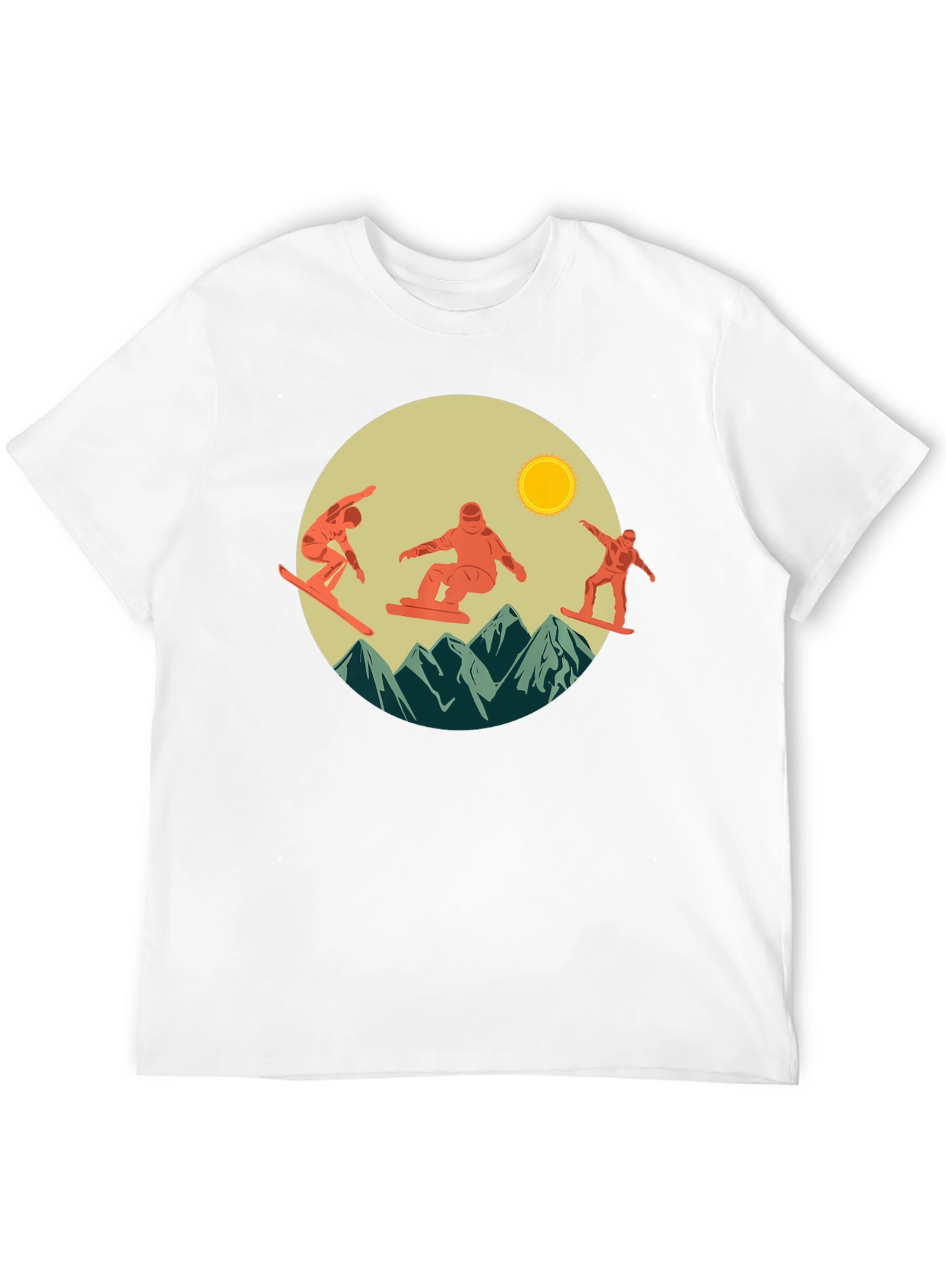 Snowboarder Mountain Scene Graphic Tee - Black