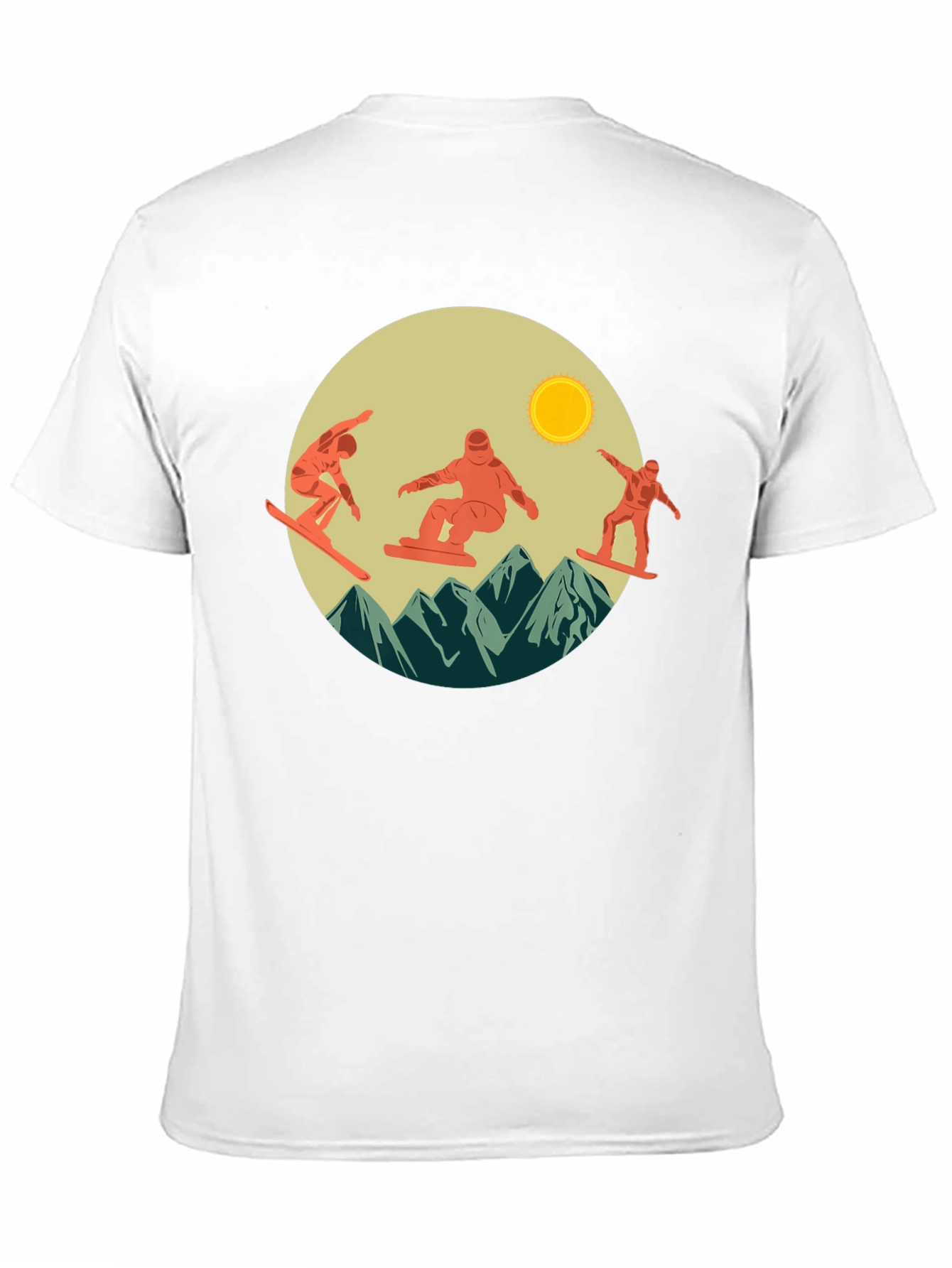 Snowboarder Mountain Scene Graphic Tee - Black