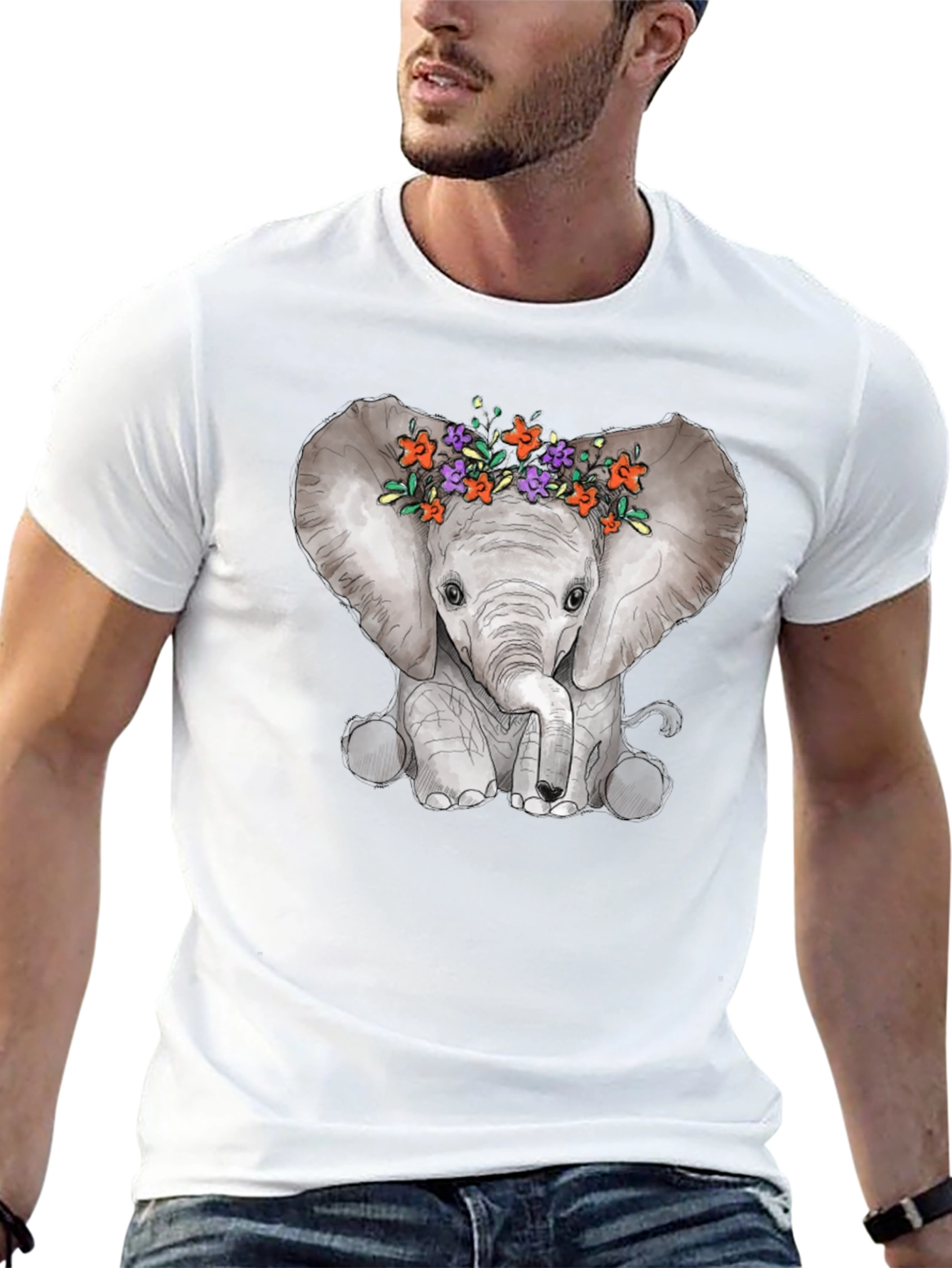 Elephant Floral Crown Graphic Tee