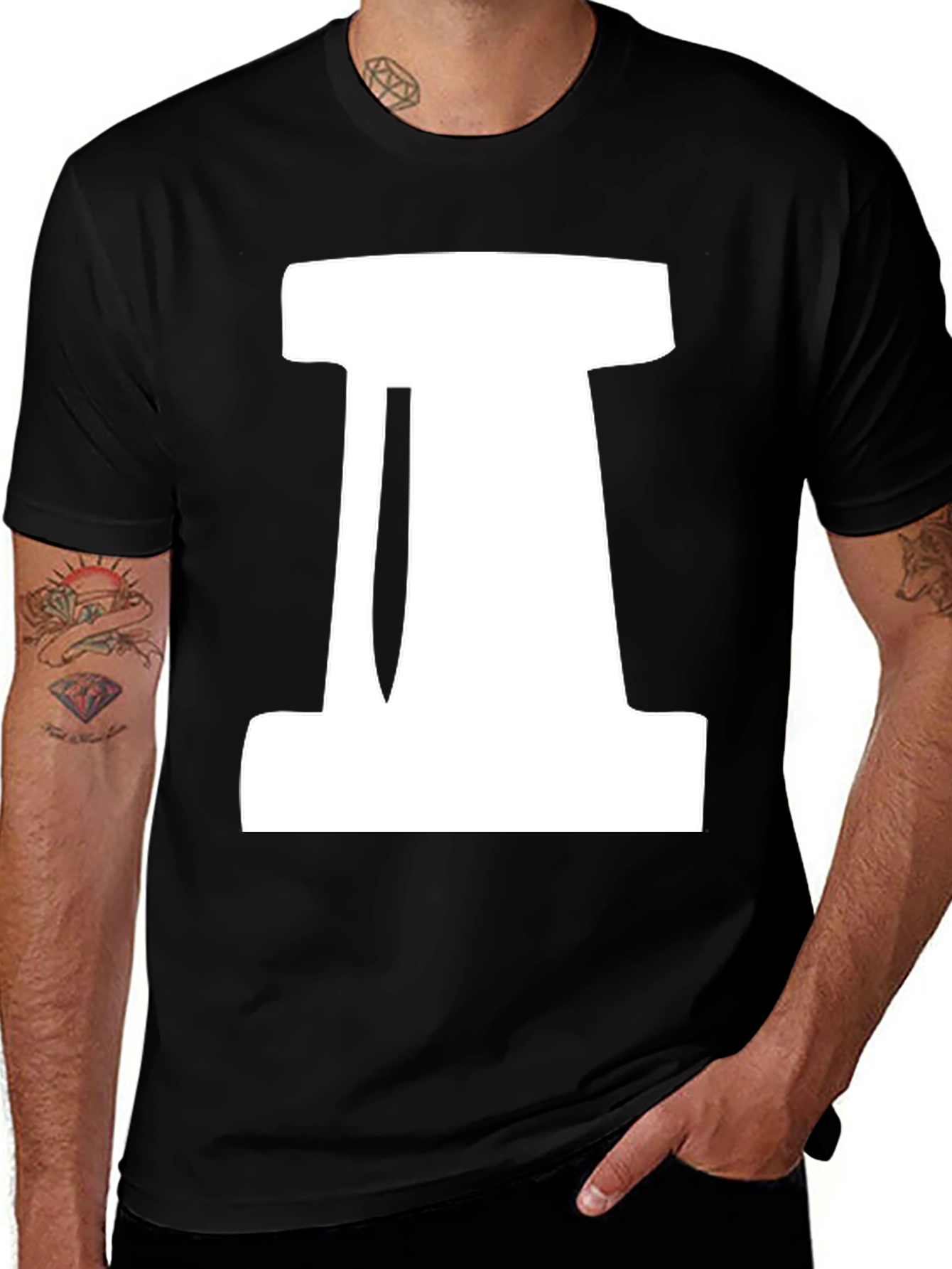 Geometric White Design on Black Unisex T-Shirt